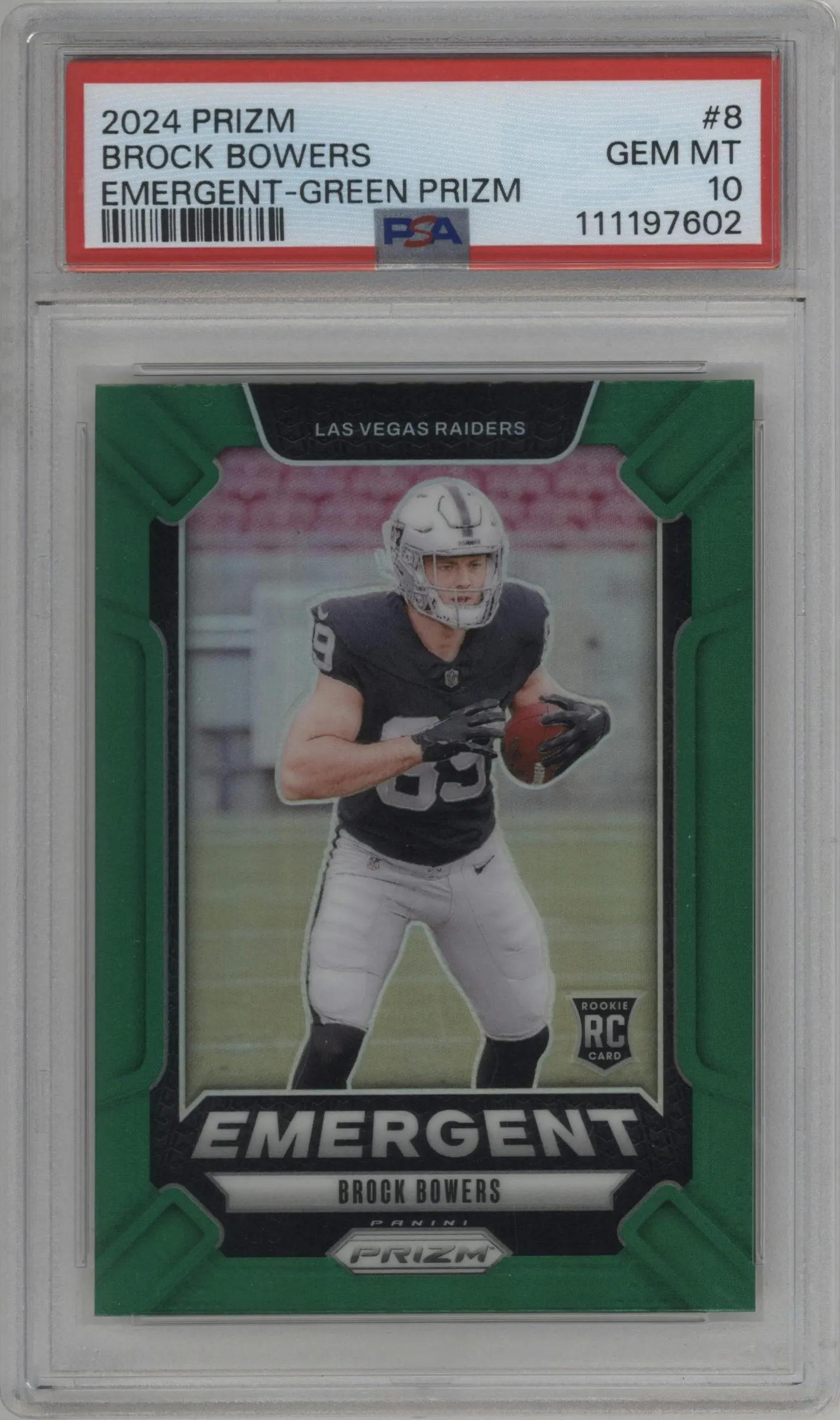 2024 Panini Prizm Emergent Brock Bowers Green Prizm #8 PSA 10