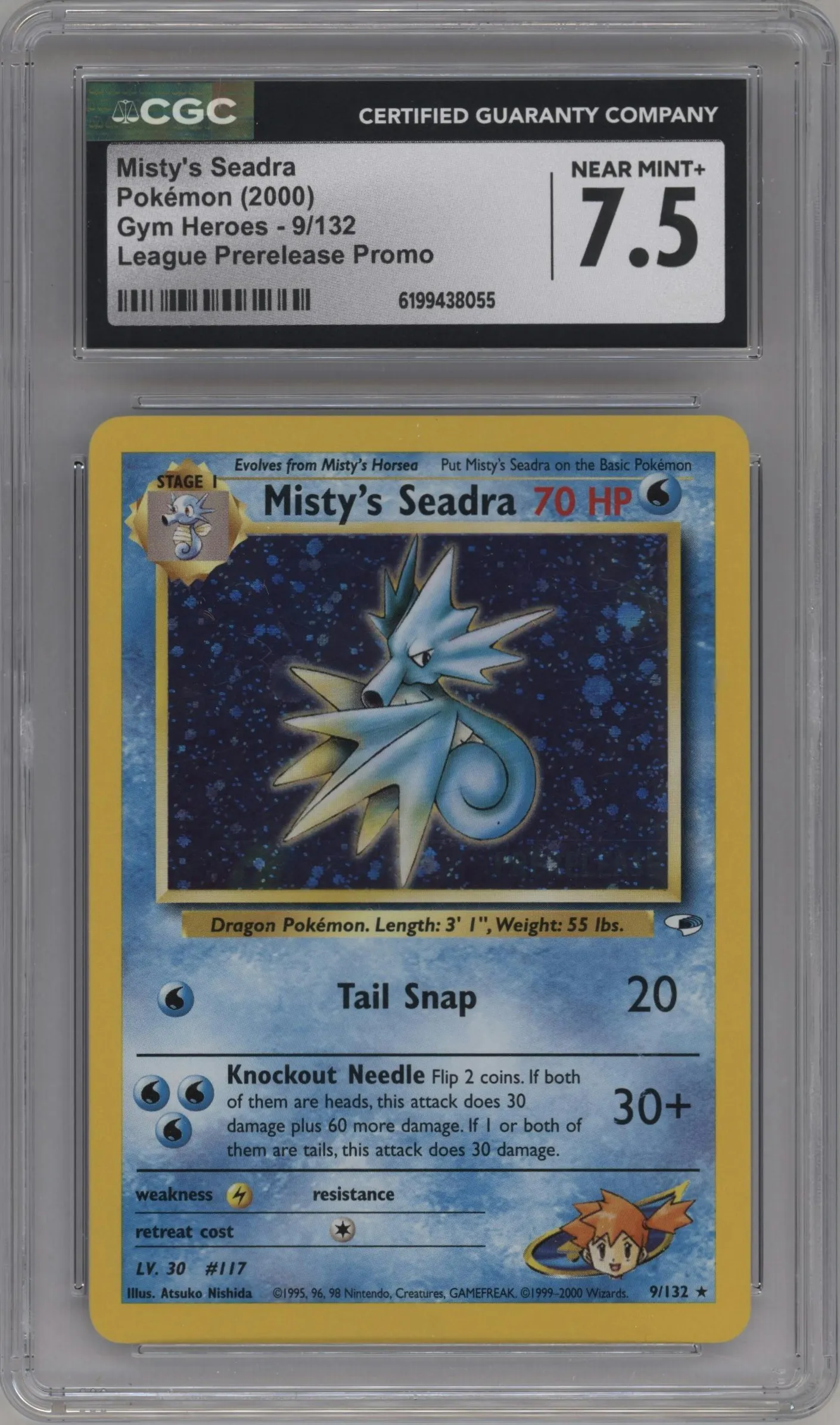 2000 Pokemon GH Gym Heroes Misty's Seadra Pre-Release #9 CGC 7.5
