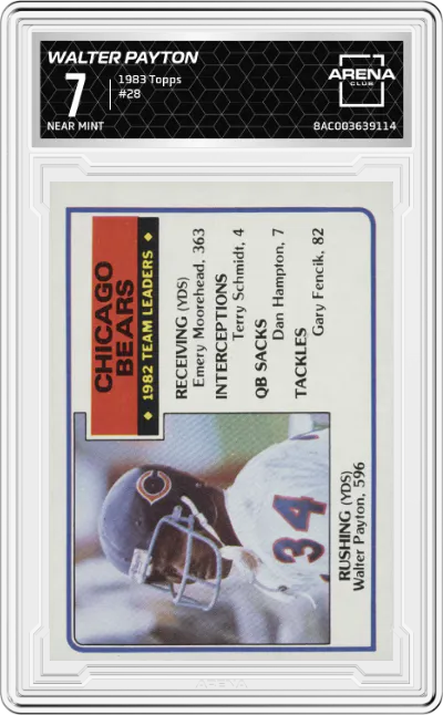 1983 Topps Walter Payton #28 ARENA CLUB 7