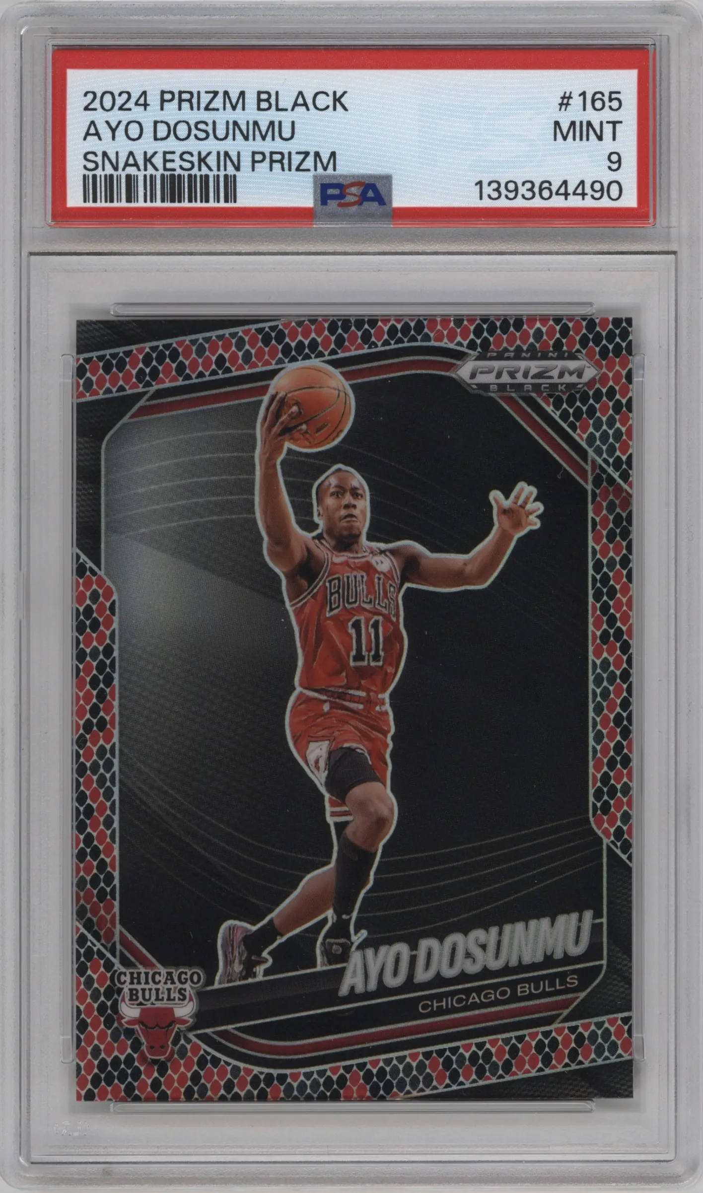 2024 Panini Prizm Black Ayo Dosunmu Snakeskin Prizm #165 PSA 9