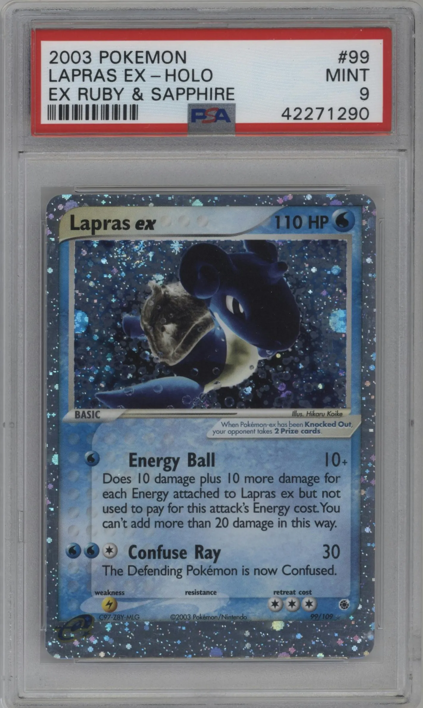 2003 Pokemon EX Ruby & Sapphire Lapras ex #99 PSA 9