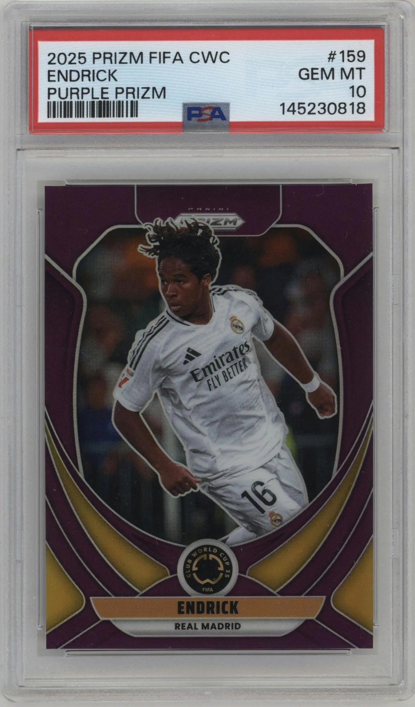 2025 Panini Prizm FIFA Club World Cup Endrick Purple Prizm #159 PSA 10