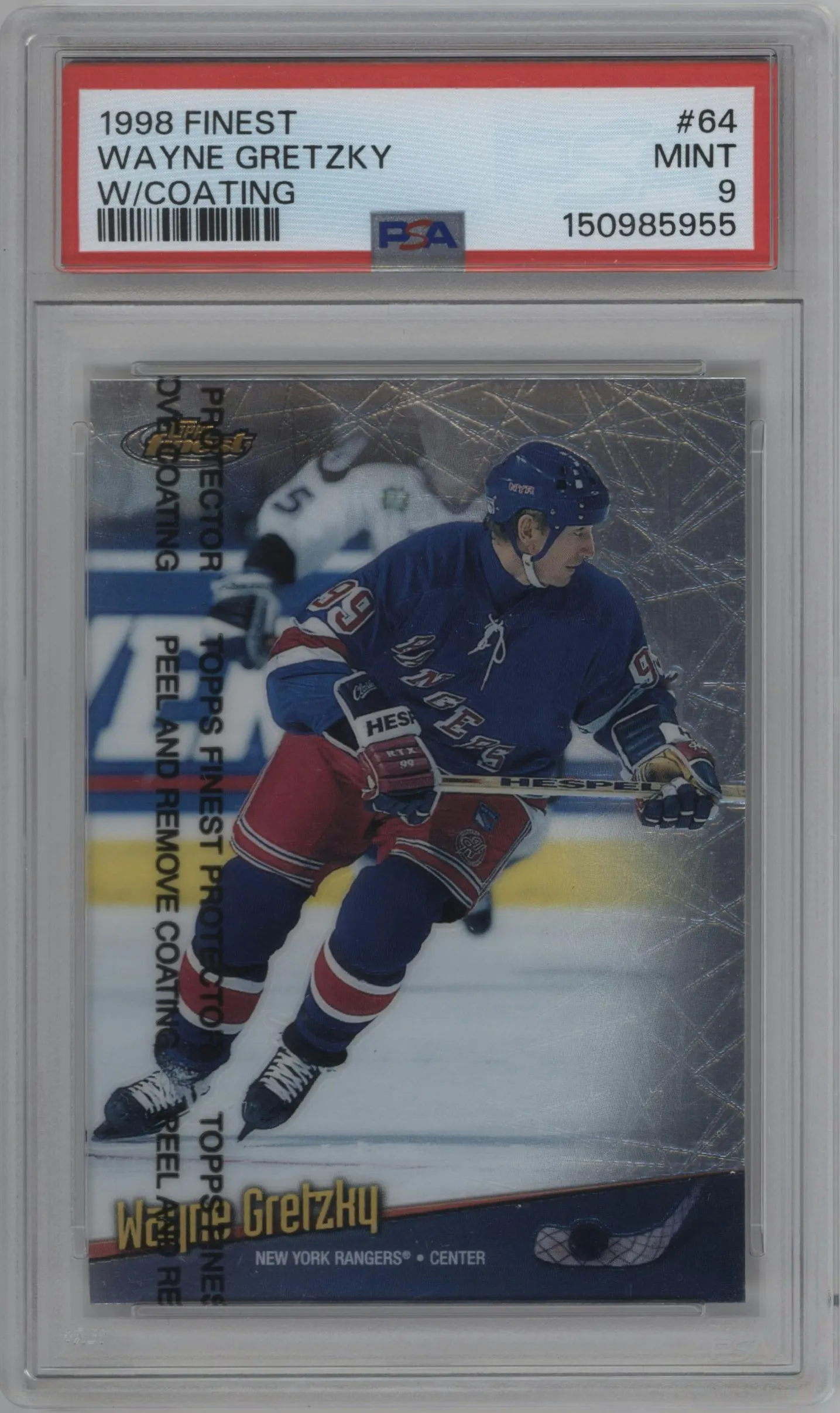 1998 Topps Finest Wayne Gretzky W/ Coating #64 PSA 9