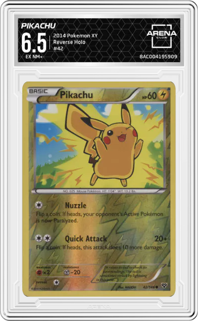 2014 Pokemon XY Pikachu #42 ARENA CLUB 6.5
