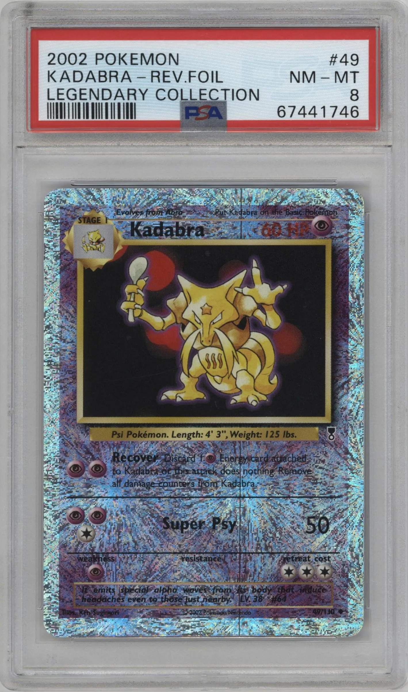 2002 Pokemon Legendary Collection Kadabra #49 PSA 8