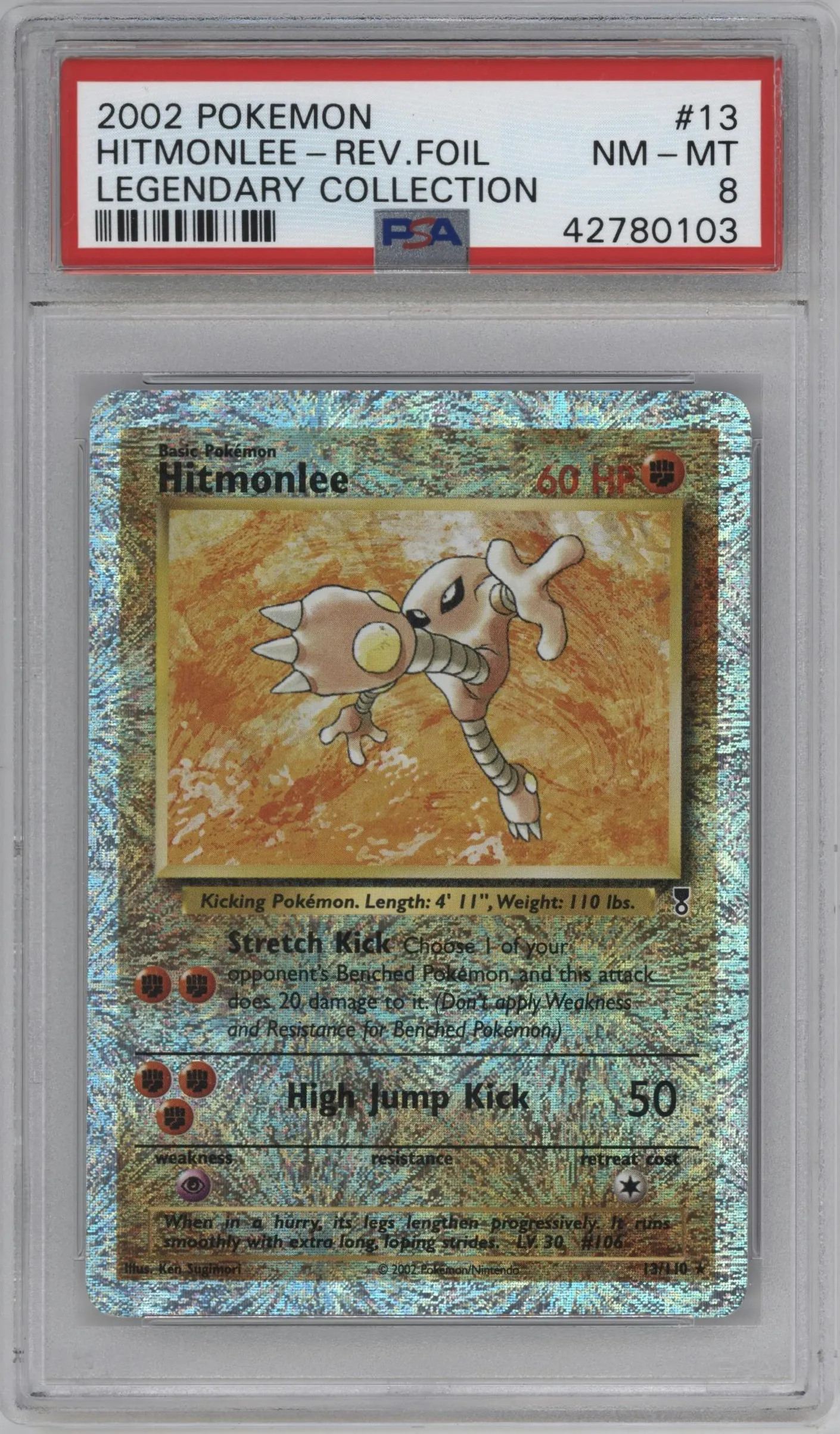 2002 Pokemon Legendary Collection Hitmonlee #13 PSA 8
