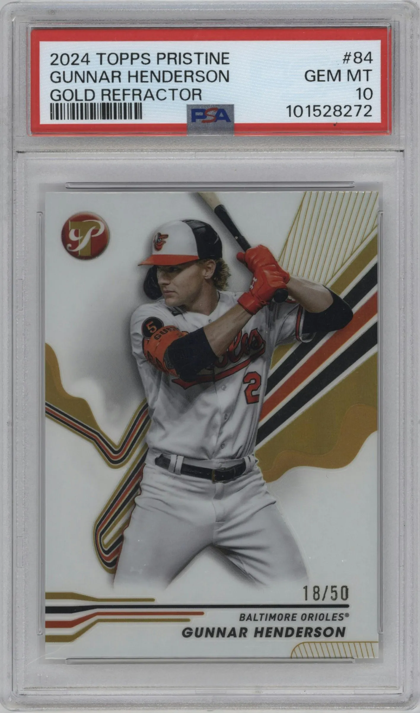 2024 Topps Pristine Gunnar Henderson Gold Refractor PSA 10