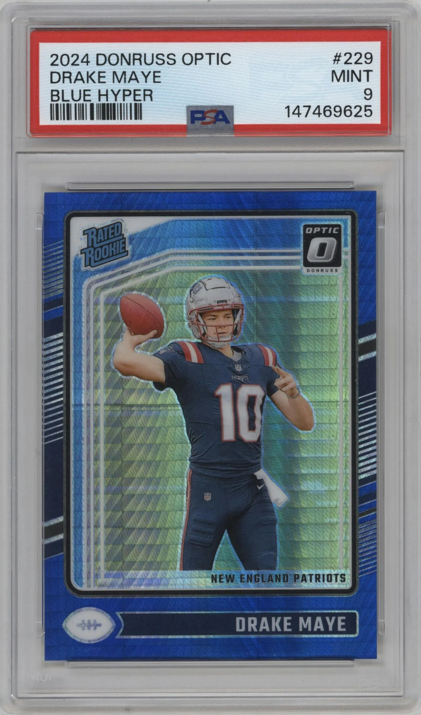 2024 Donruss Optic Rated Rookie Drake Maye Hyper Blue #229 PSA 9