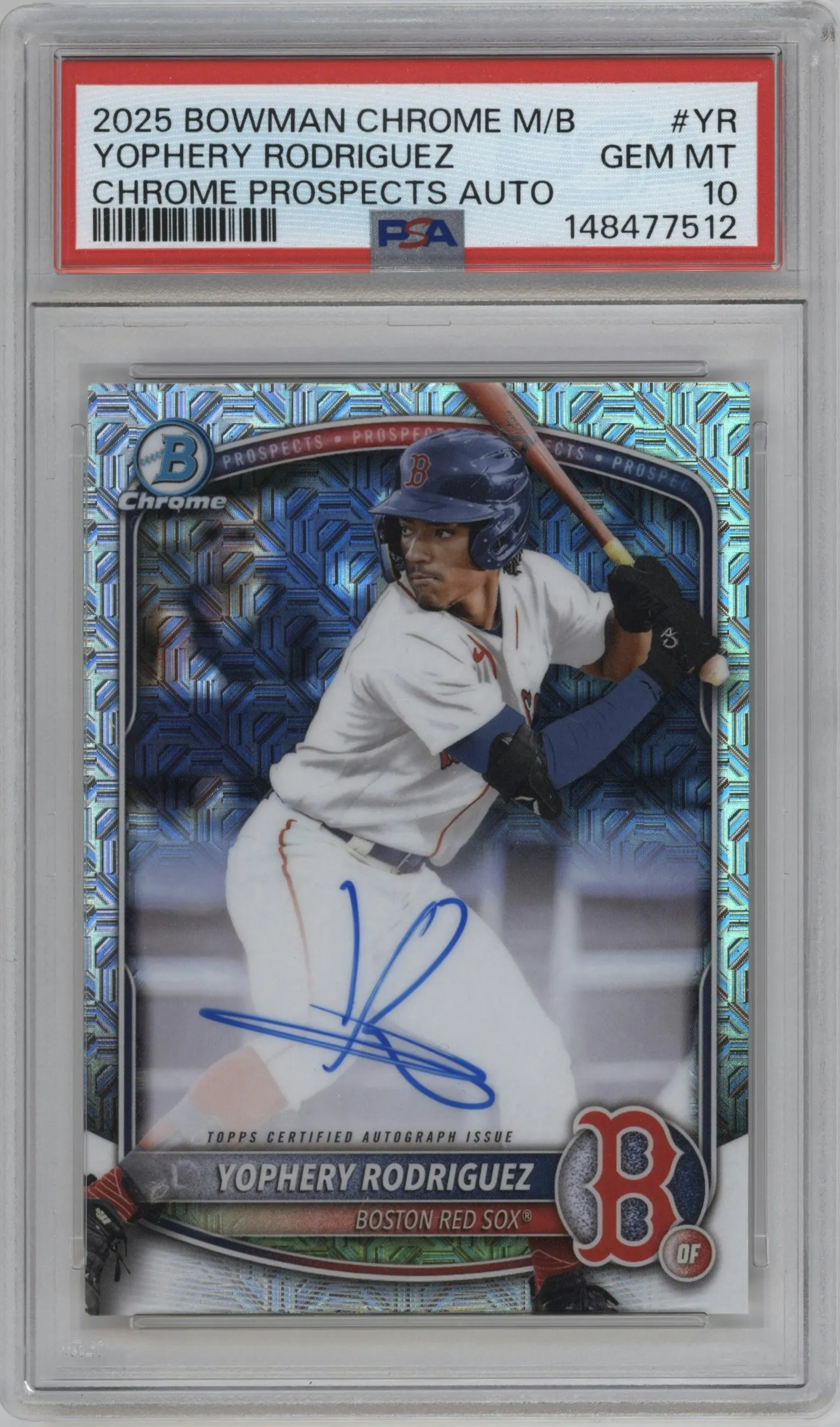 2025 Bowman Chrome Mega Box Chr.Pros.Auto Yophery Rodriguez #BMA-YR PSA 10