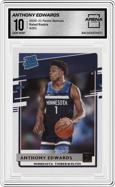 2020 Panini Donruss Rated Rookie Anthony Edwards #201 ARENA CLUB 10