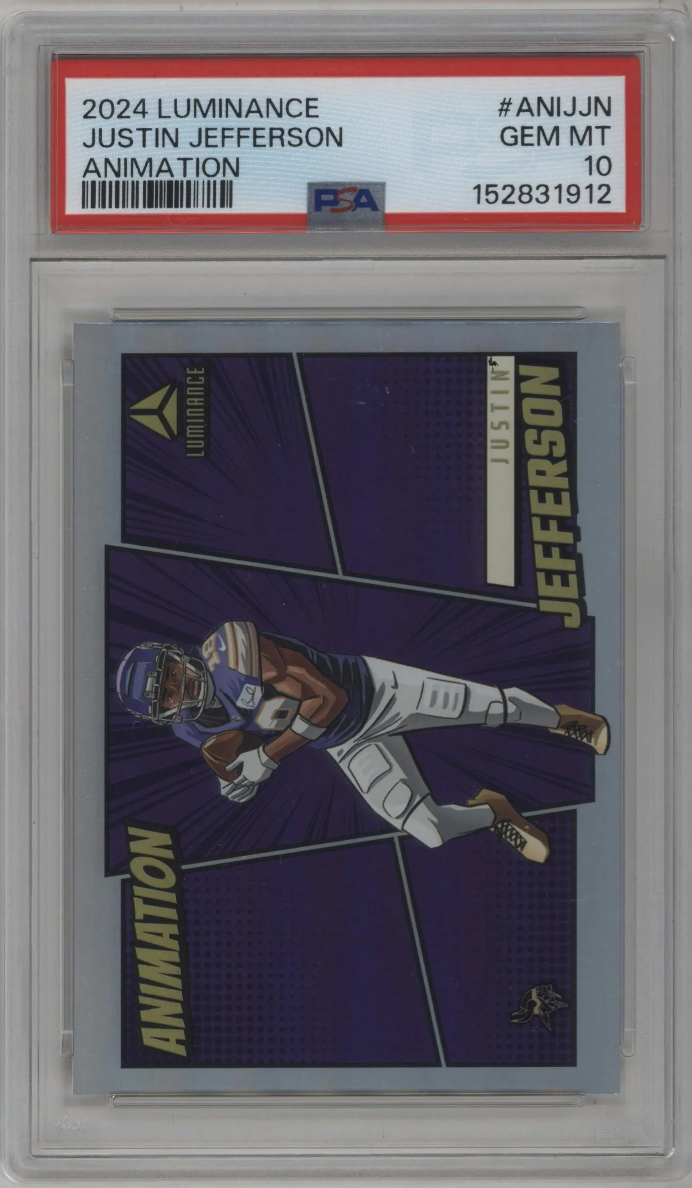 2024 Panini Luminance Animation Justin Jefferson #ANI-JJN PSA 10