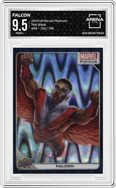 2023 Upper Deck Marvel Platinum Falcon Teal Wave ARENA CLUB 9.5