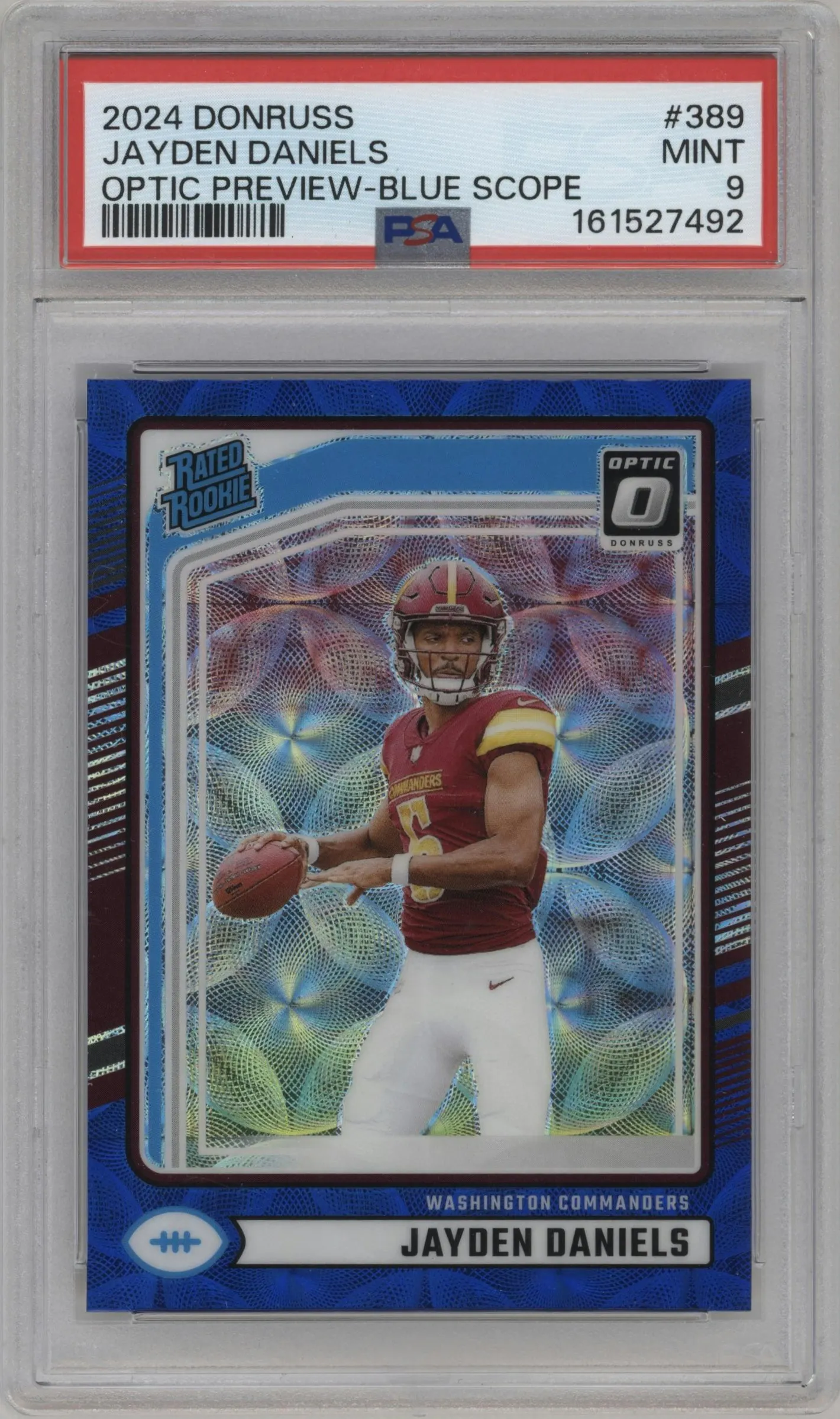 2024 Donruss Opt.Rtd.Rke.Prev. Jayden Daniels Blue Scope #389 PSA 9
