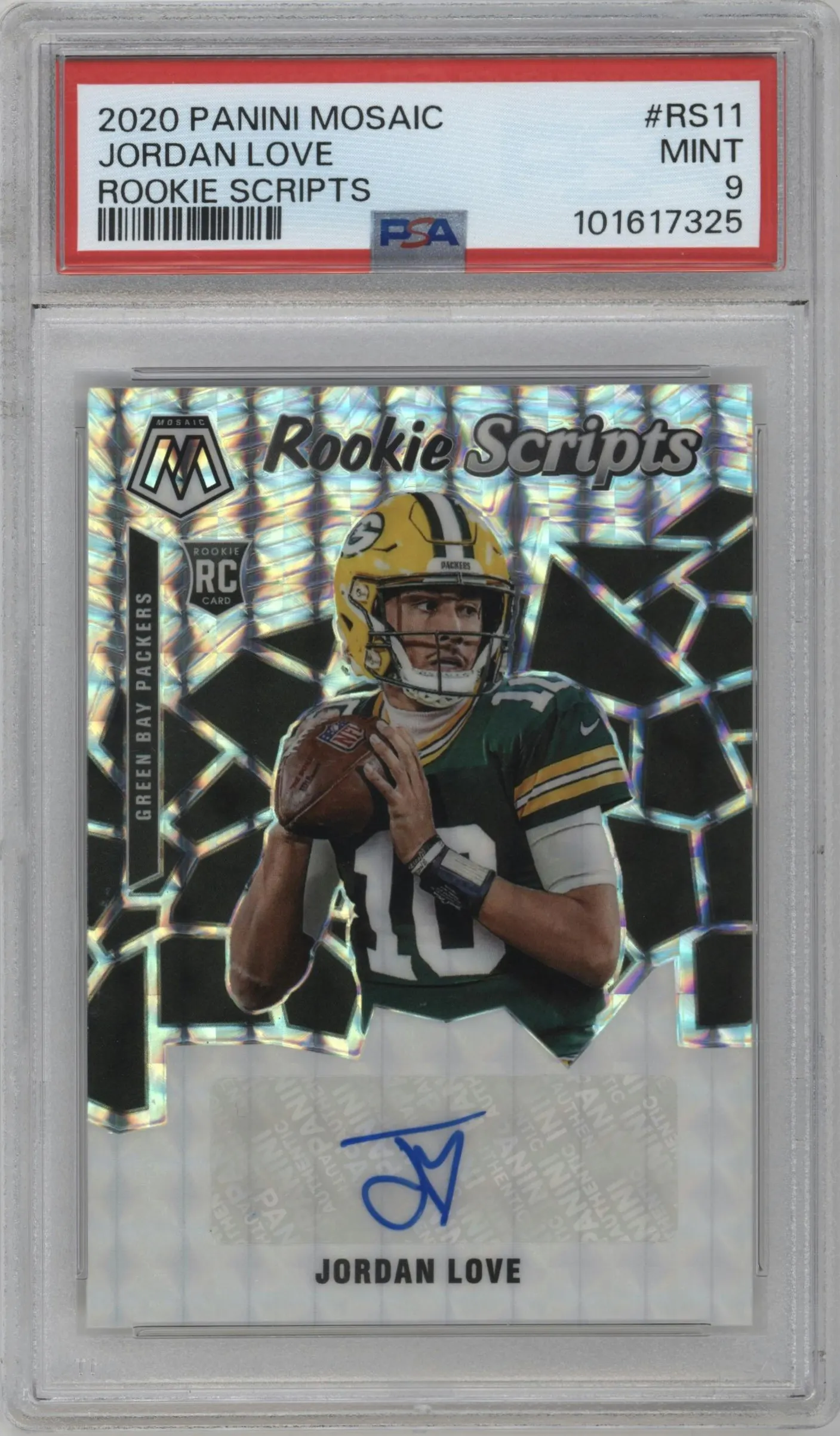 2020 Panini Mosaic Rke.Scripts Jordan Love #RS11 PSA 9
