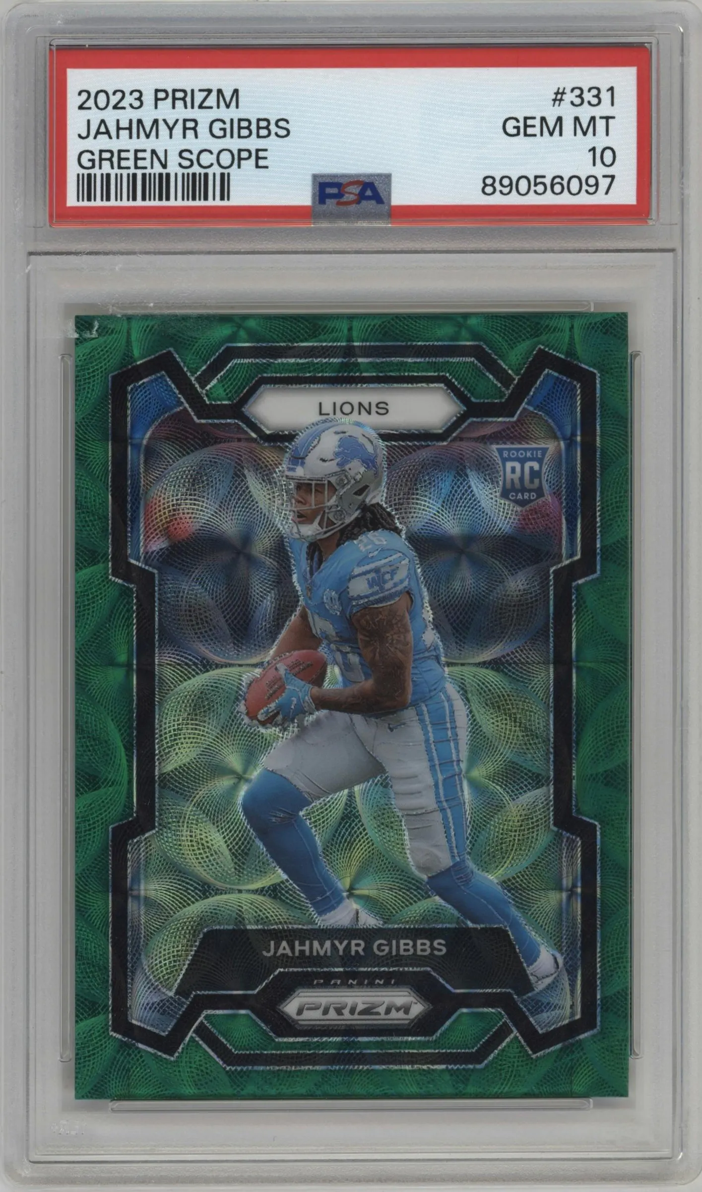 2023 Panini Prizm Jahmyr Gibbs Green Scope #331 PSA 10
