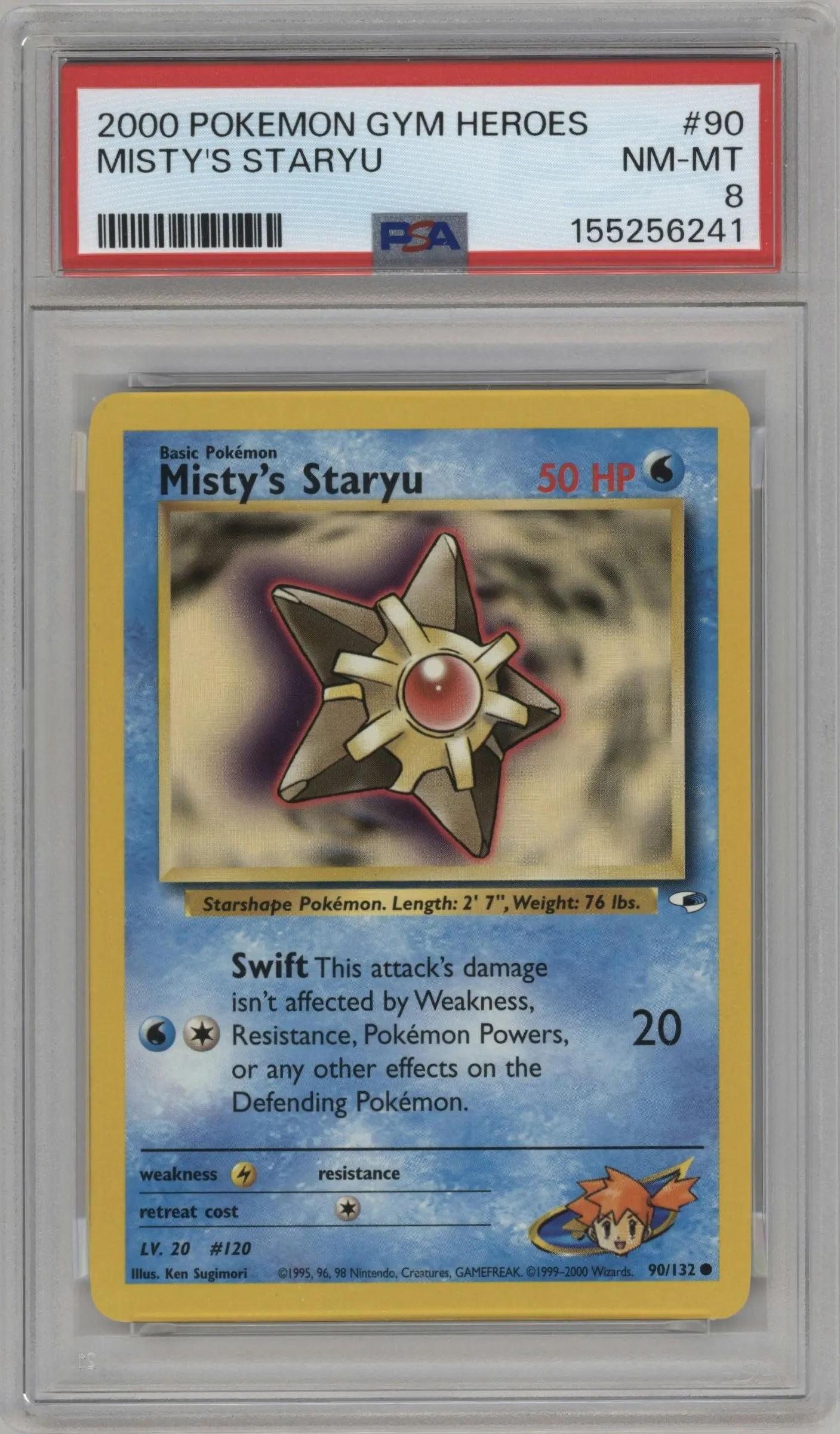 2000 Pokemon GH Gym Heroes Misty's Staryu #90 PSA 8