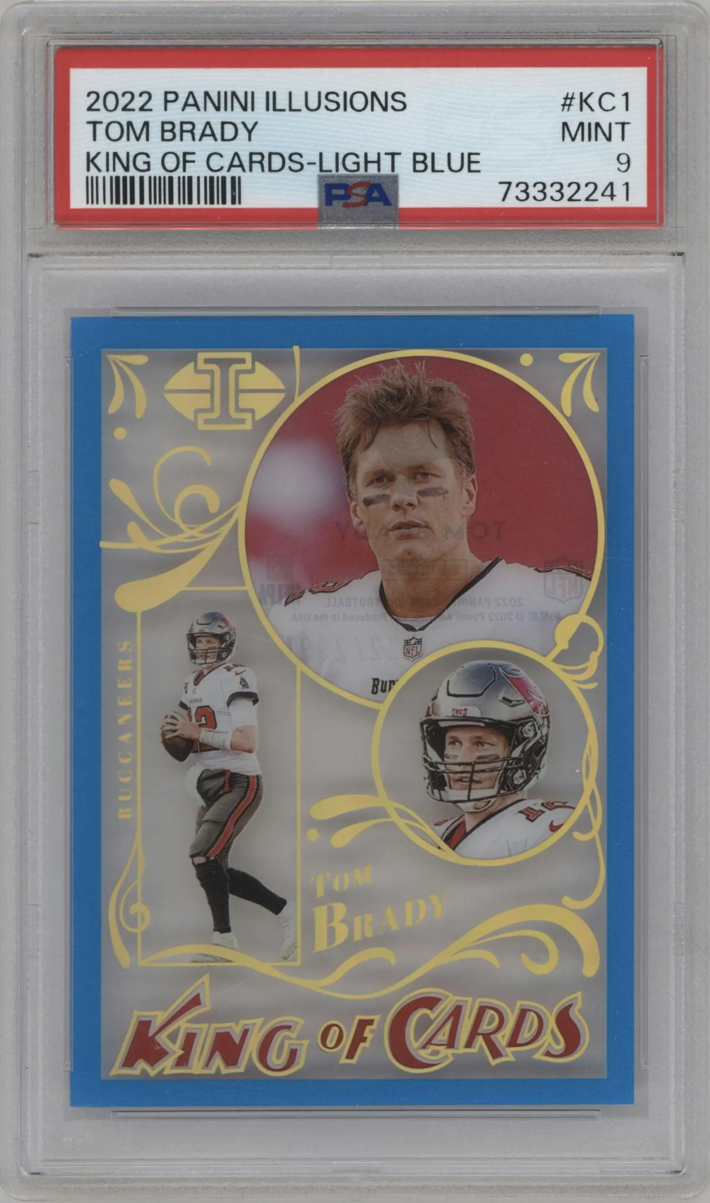 2022 Panini Illusions King of Cards Tom Brady Light Blue #KC-1 PSA 9
