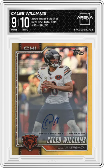 2026 Topps Flagship Real One Auto. Caleb Williams Gold #35 ARENA CLUB 9