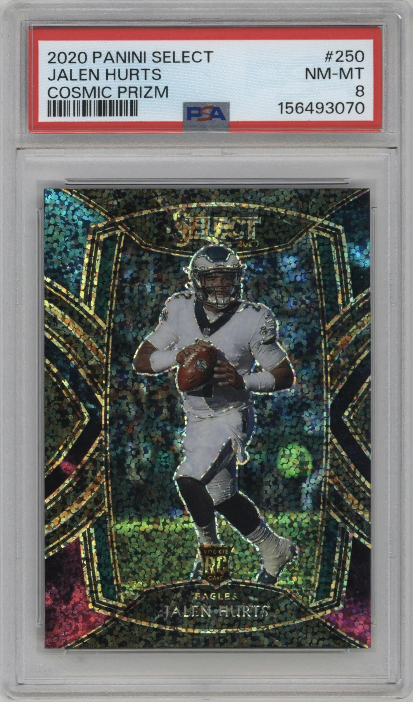 2020 Panini Select Club Lvl. Jalen Hurts Cosmic #250 PSA 8
