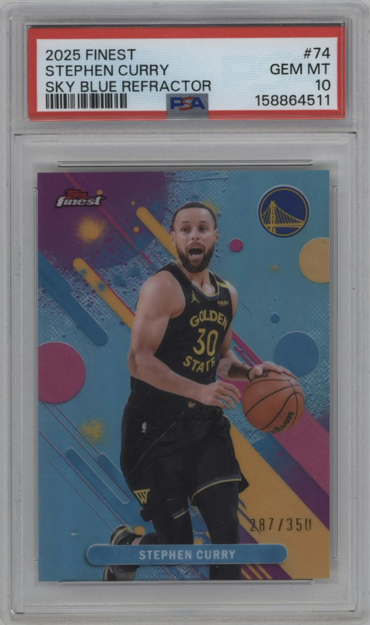 2025 Finest Stephen Curry Sky Blue Refractor #74 PSA 10