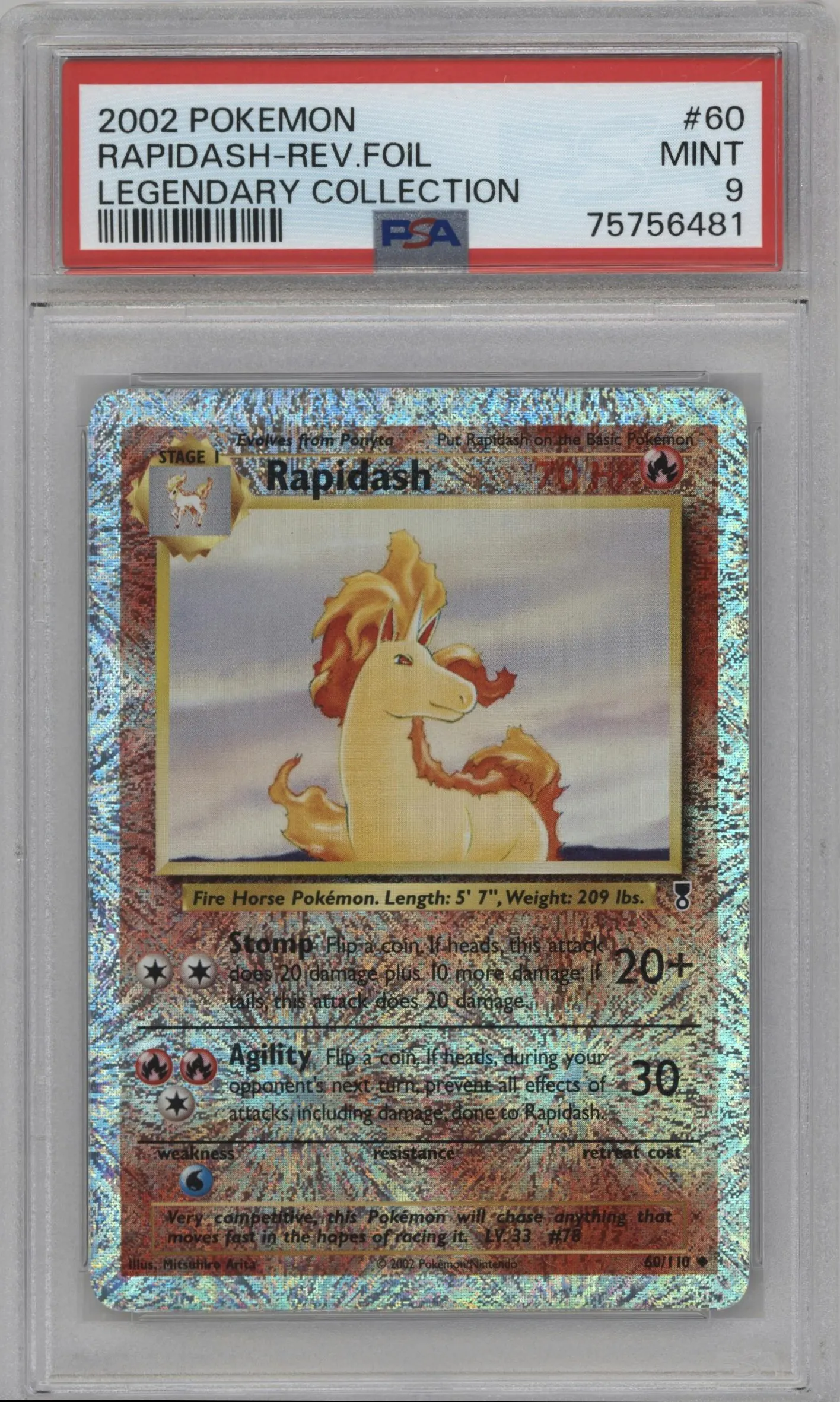 2002 Pokemon Legendary Collection Rapidash #60 PSA 9