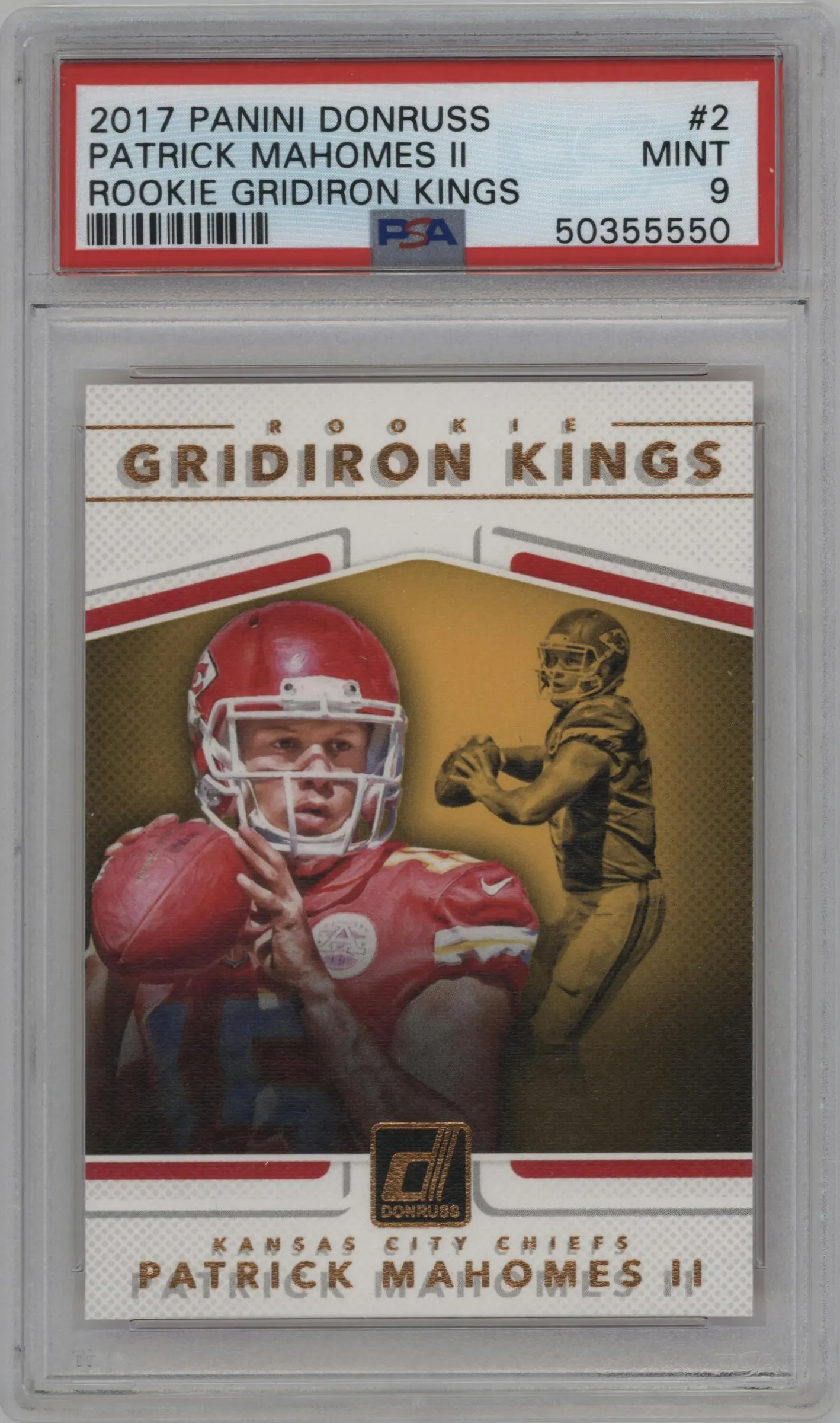 2017 Panini Donruss Rke.Gridiron Kings Patrick Mahomes II #2 PSA 9