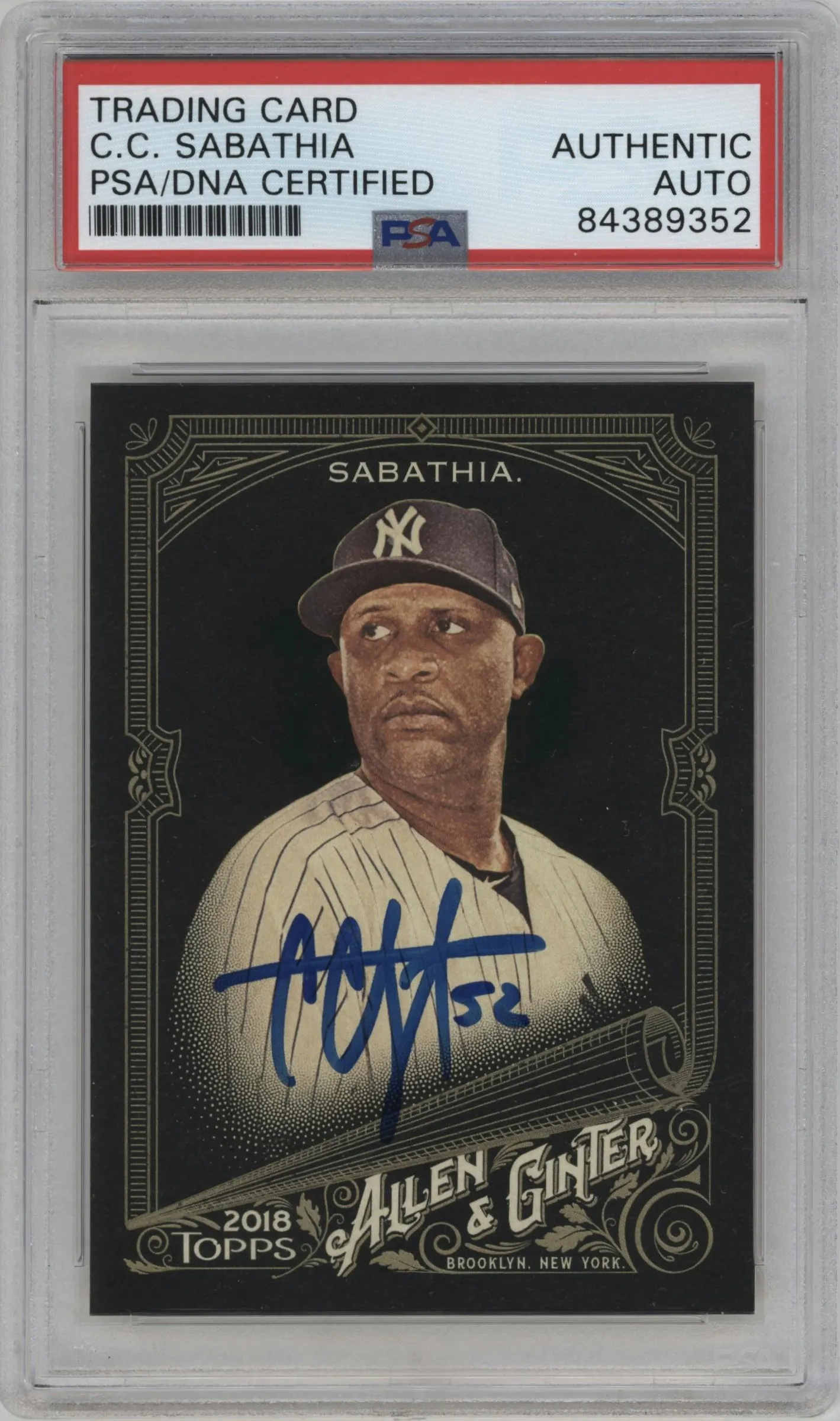 2018 Topps Allen & Ginter CC Sabathia PSA AUTHENTIC #144 PSA