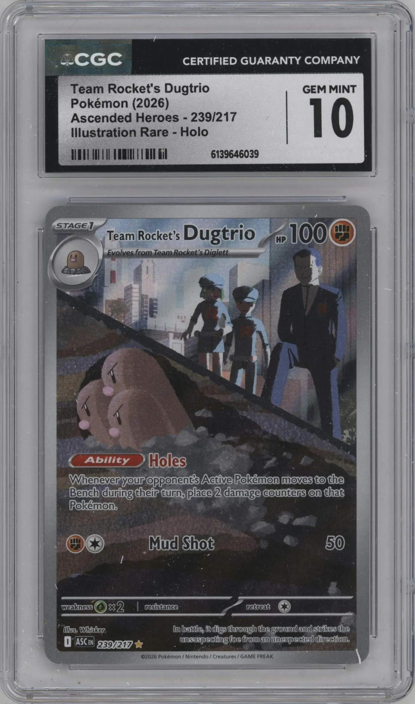 2026 Pokemon Mega Evolution Ascended Heroes Team Rocket's Dugtrio #239 CGC 10