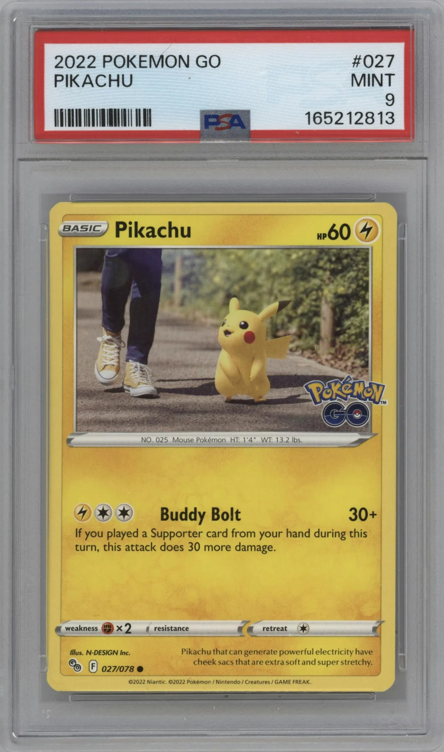2022 Pokemon SWSH Pokemon GO Pikachu #027 PSA 9
