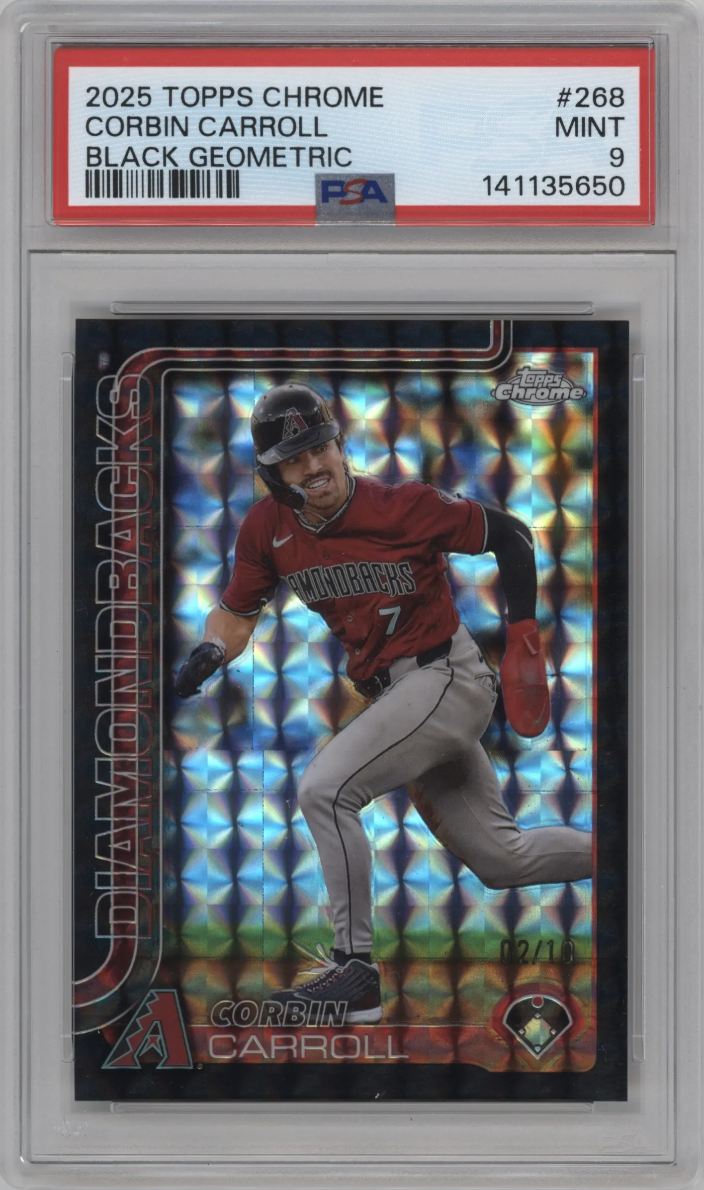 2025 Topps Chrome Corbin Carroll Black Geometric Refractor PSA 9