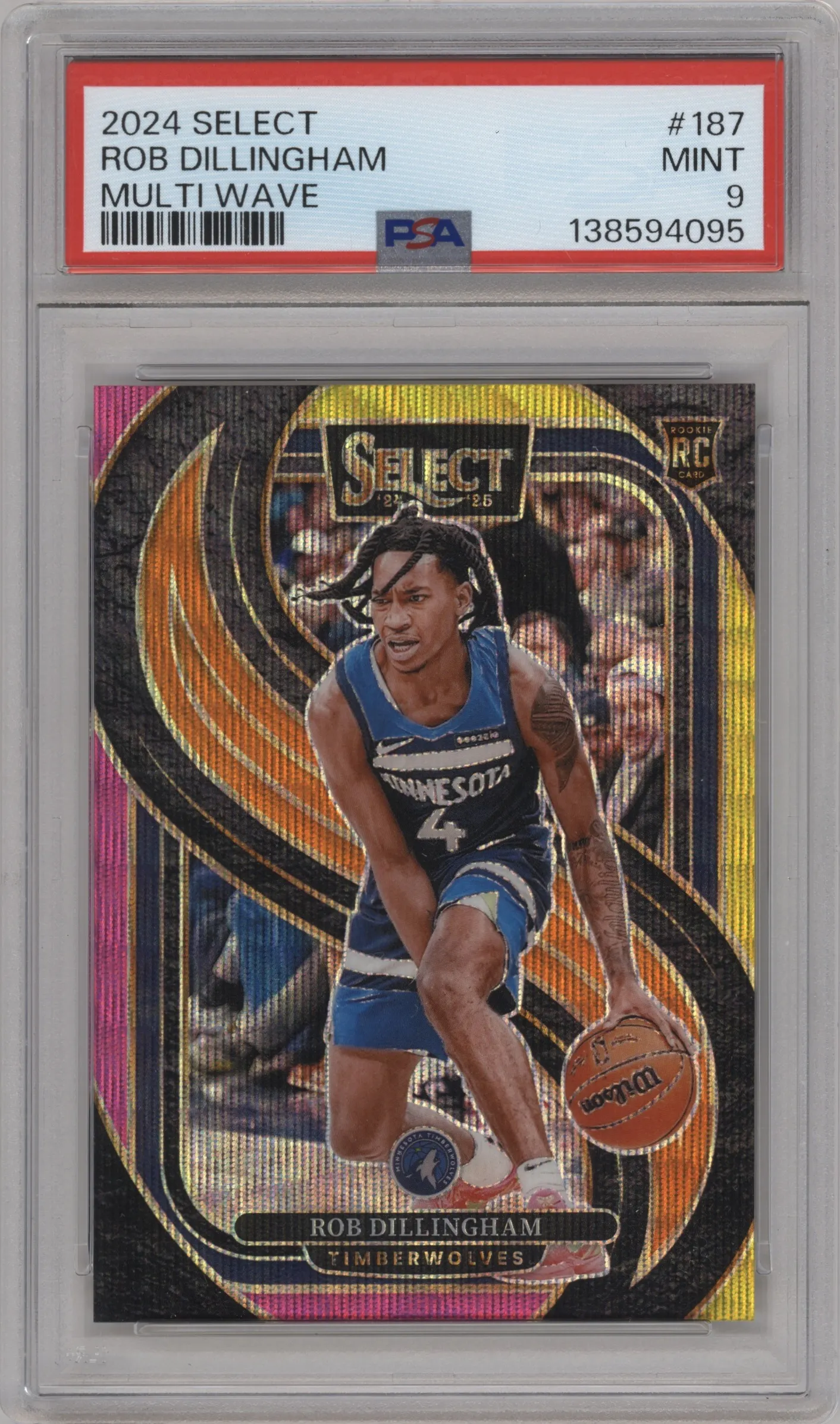 2024 Panini Select Pre.Lvl. Rob Dillingham Multi Wave #187 PSA 9