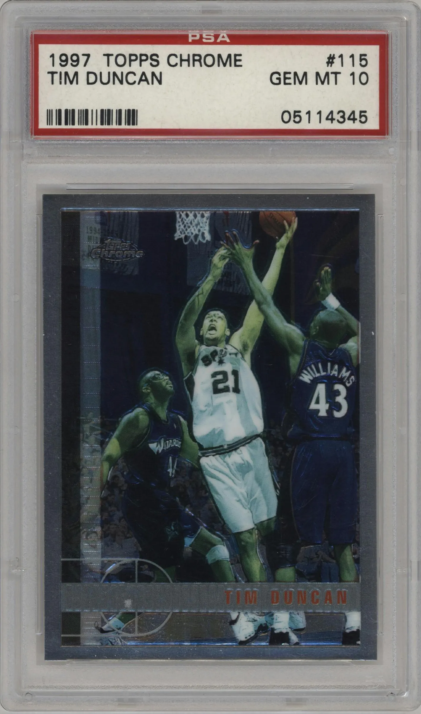1997 Topps Chrome Tim Duncan #115 PSA 10