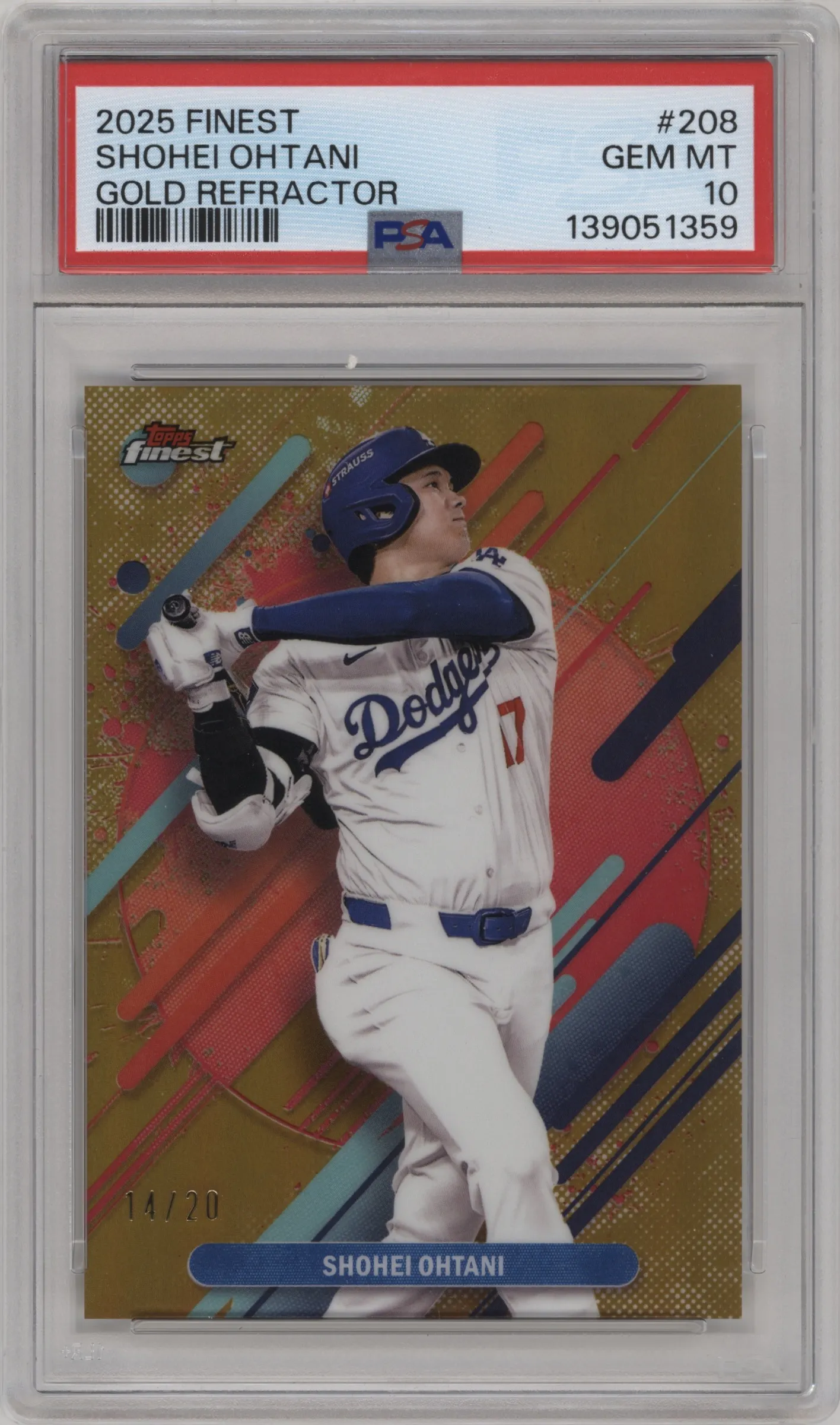 2025 Topps Finest Shohei Ohtani Gold Refractor #208 PSA 10