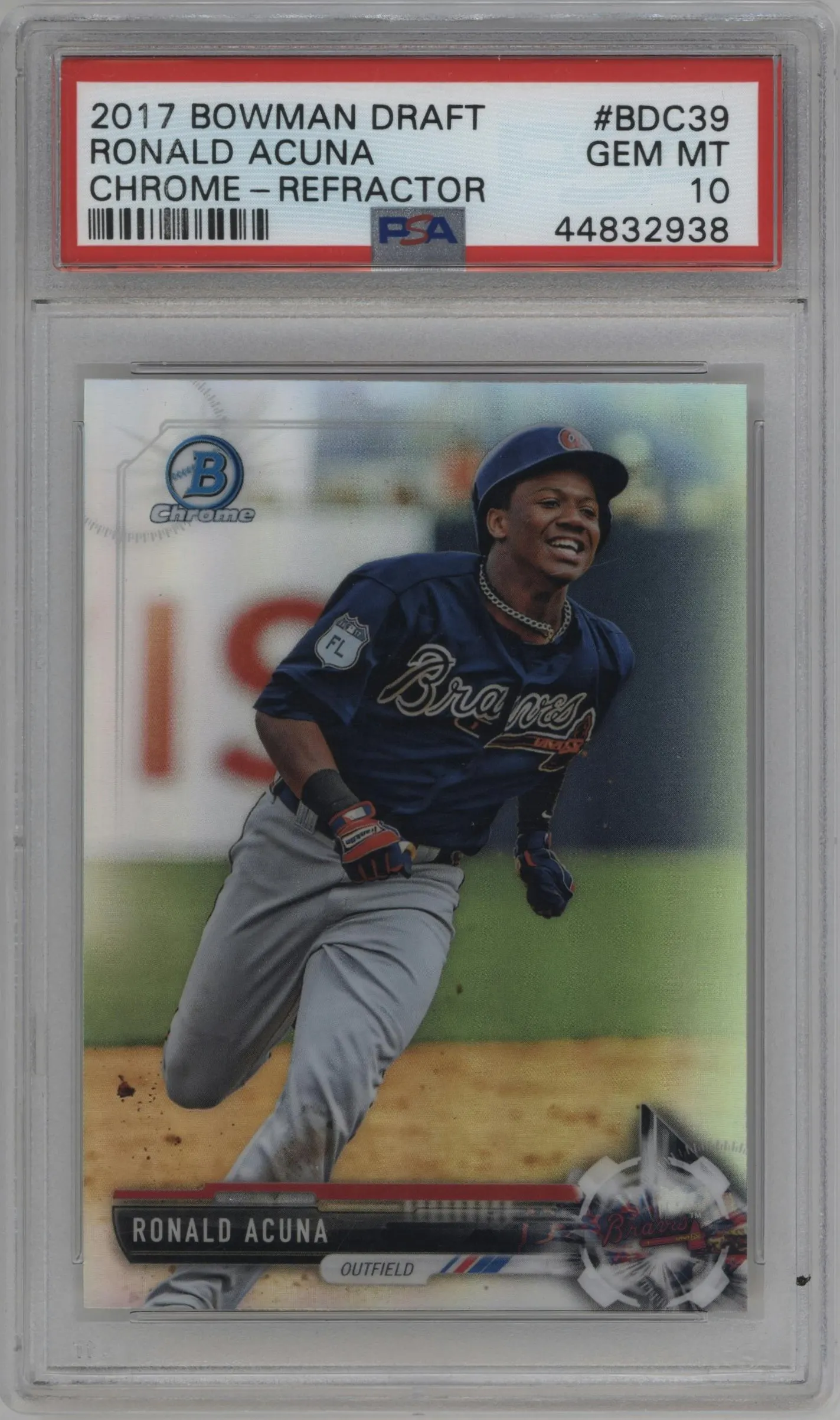 2017 Bowman Draft Chrome Ronald Acuna Refractor #BDC-39 PSA 10