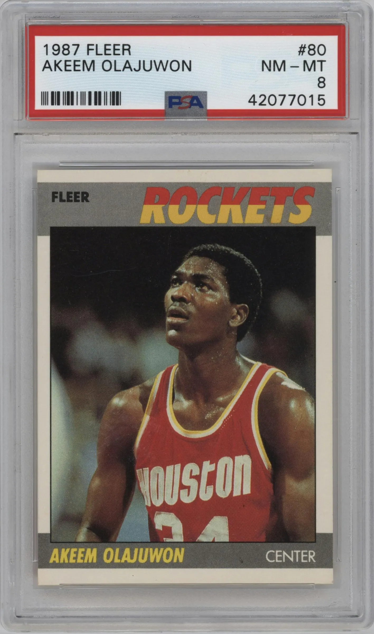1987 Fleer Akeem Olajuwon #80 PSA 8