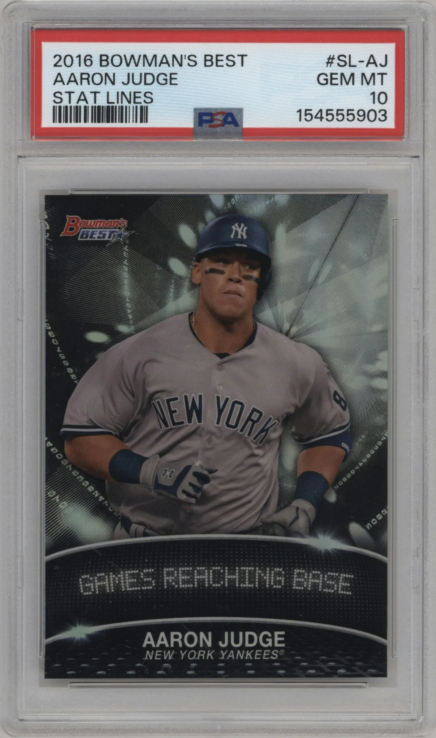 2016 Bowman’s Best Stat Lines Aaron Judge #SL-AJ PSA 10