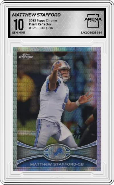 2012 Topps Chrome Matthew Stafford Prism Refractor #126 ARENA CLUB 10
