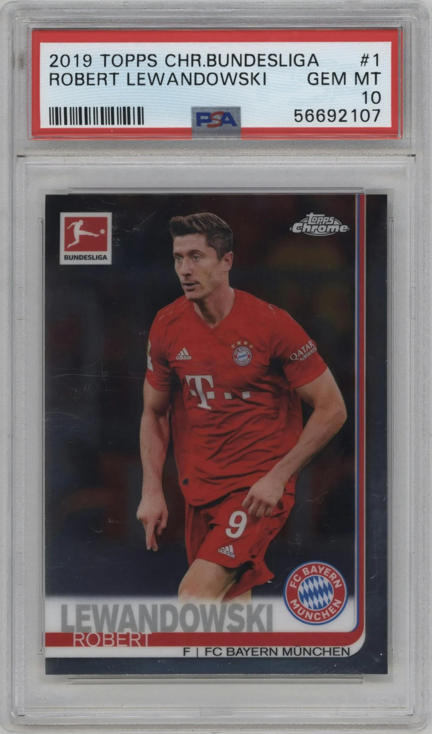 2019 Topps Chrome Bundesliga Robert Lewandowski PSA 10
