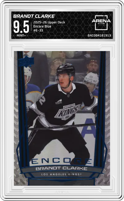 2025 Upper Deck Encore Brandt Clarke Blue #E-33 ARENA CLUB 9.5
