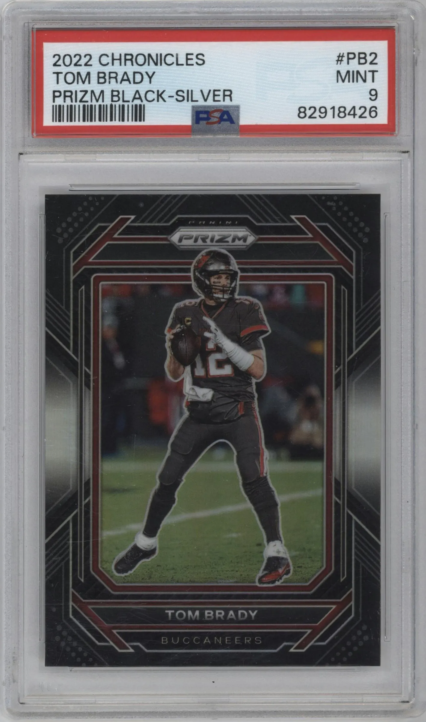 2022 Panini Chronicles Prizm Black Tom Brady Silver #PB-2 PSA 9