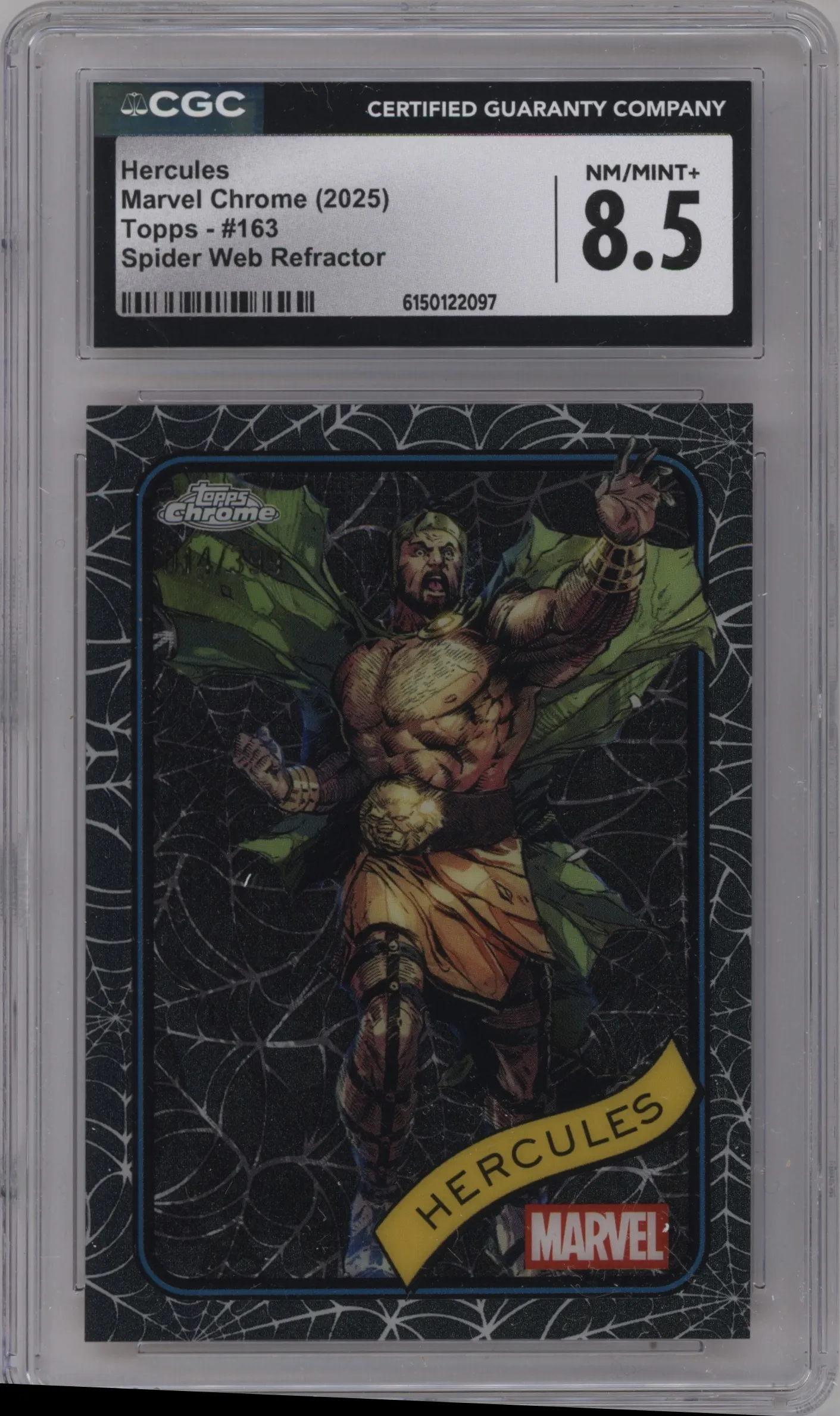 2025 Topps Chrome Marvel Hercules Spider Web CGC 8.5