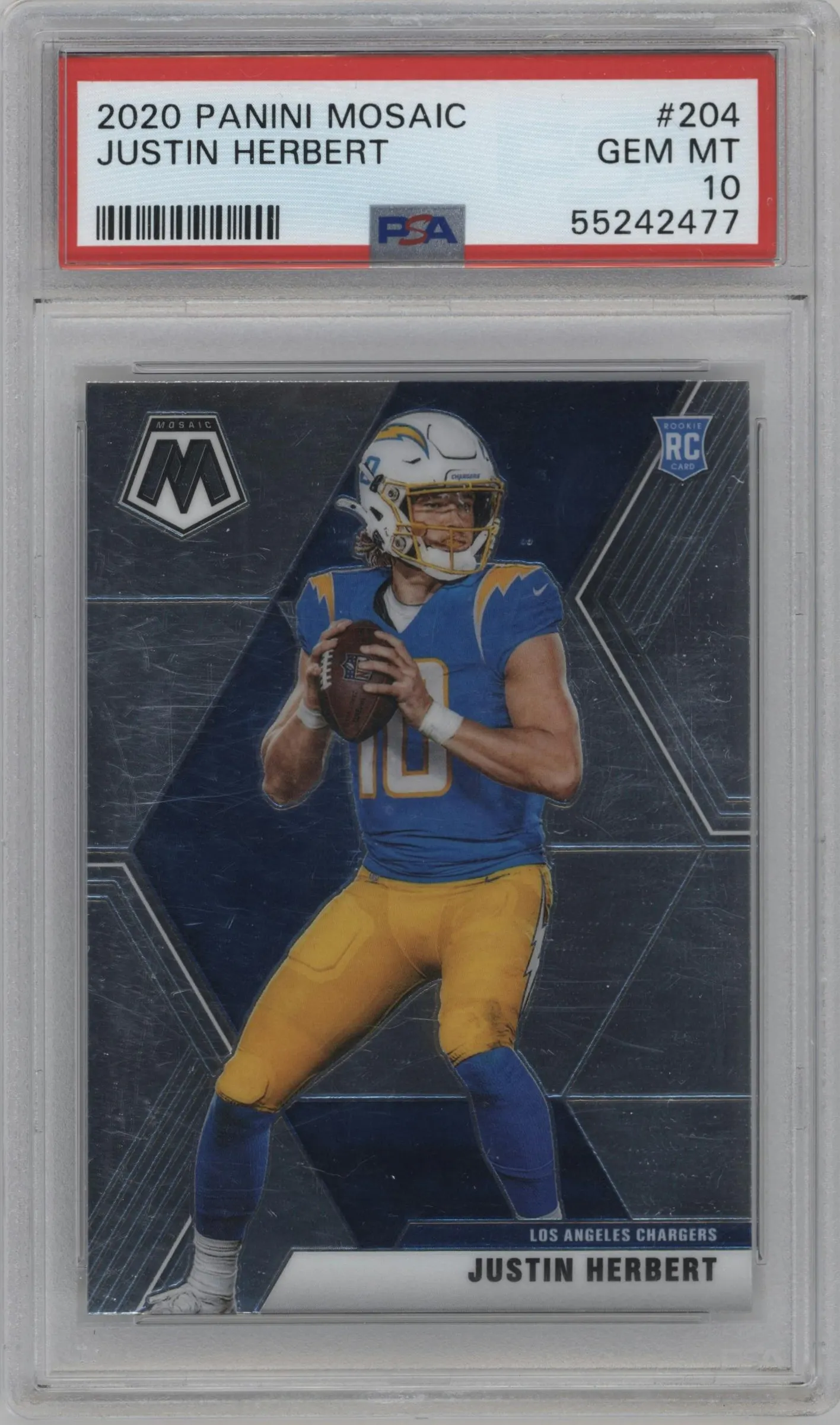 2020 Panini Mosaic Justin Herbert #204 PSA 10