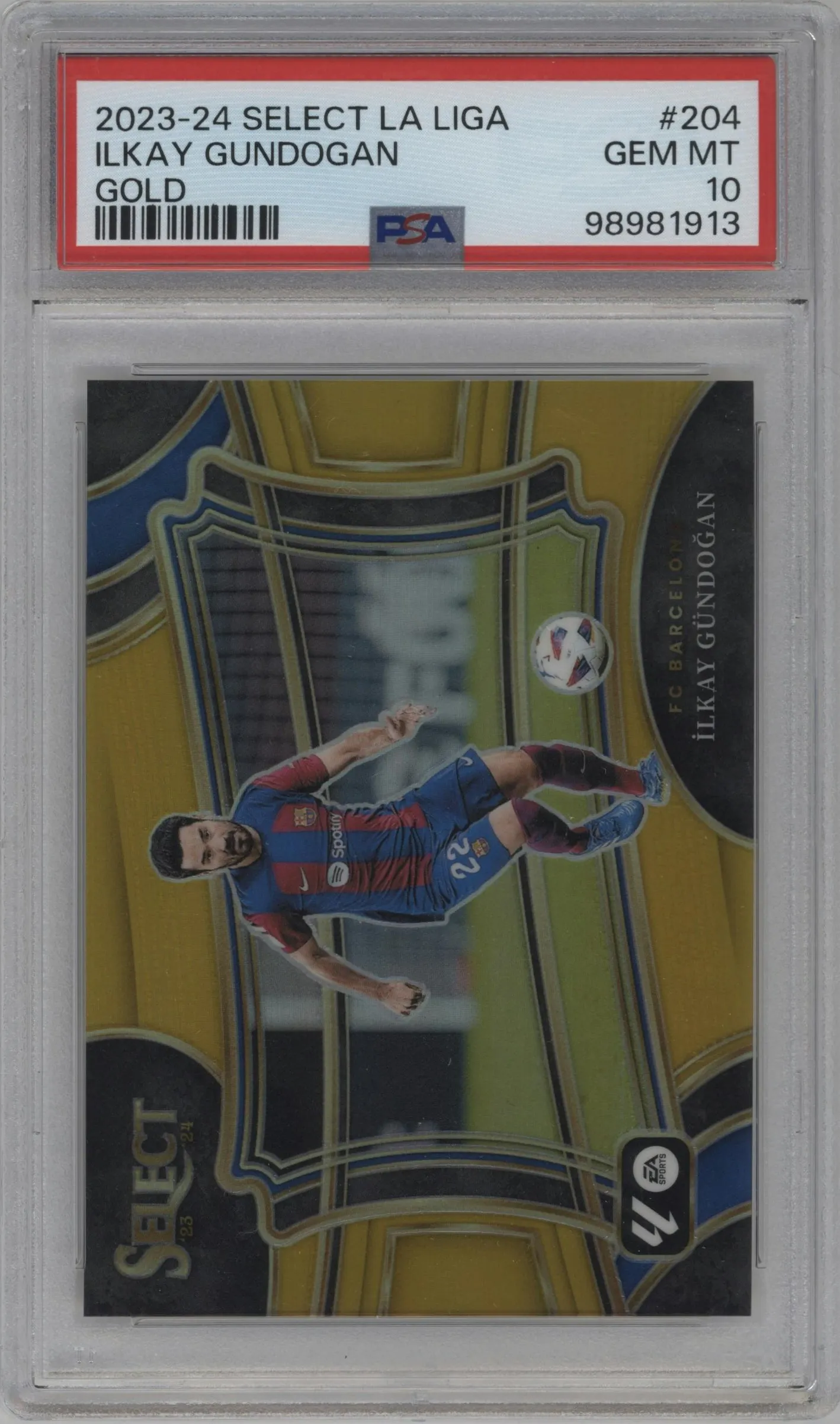 2023 Panini Select La Liga Field Lvl. Ilkay Gundogan Gold Prizm #204 PSA 10