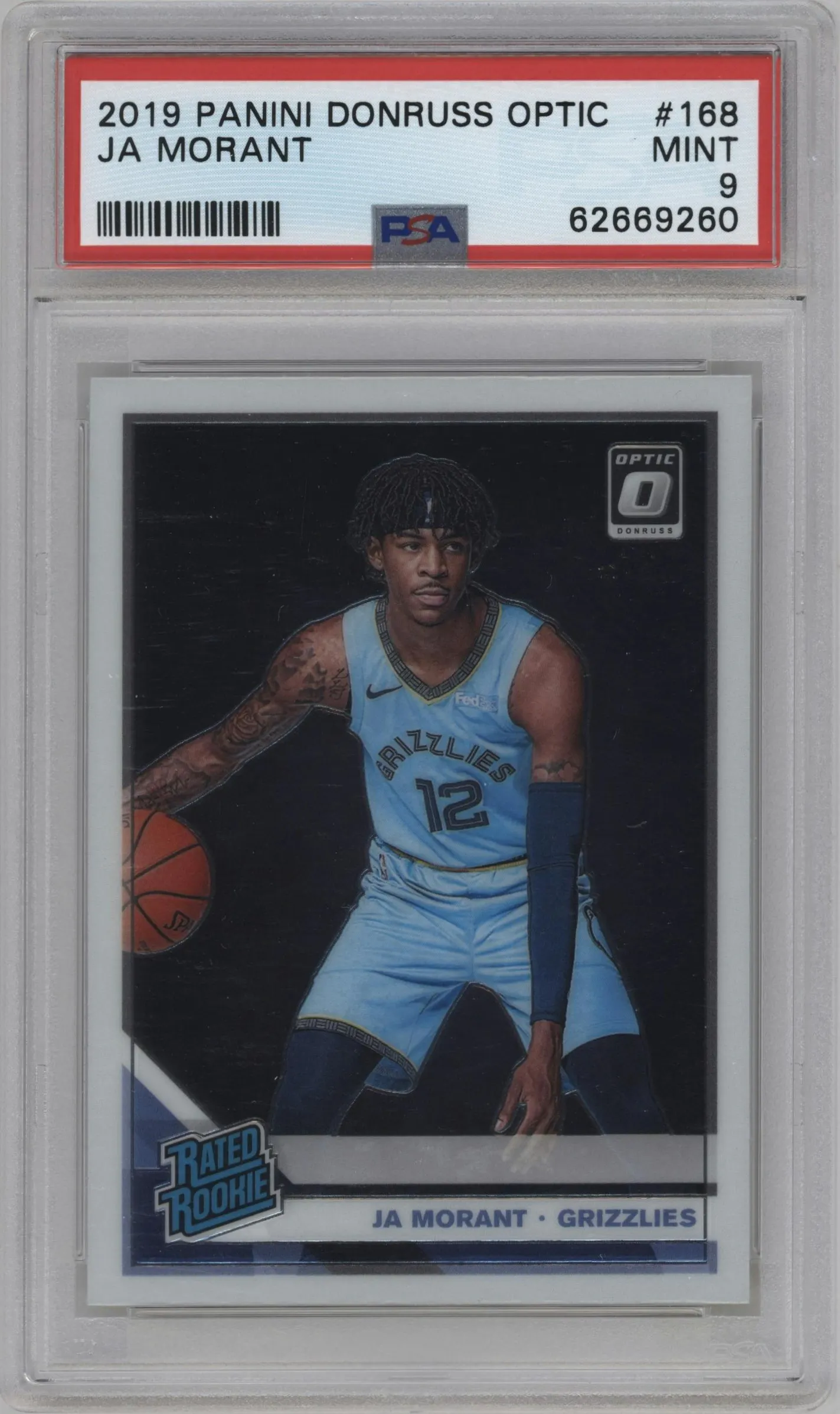 2019 Panini Donruss Optic Rated Rookie Ja Morant #168 PSA 9