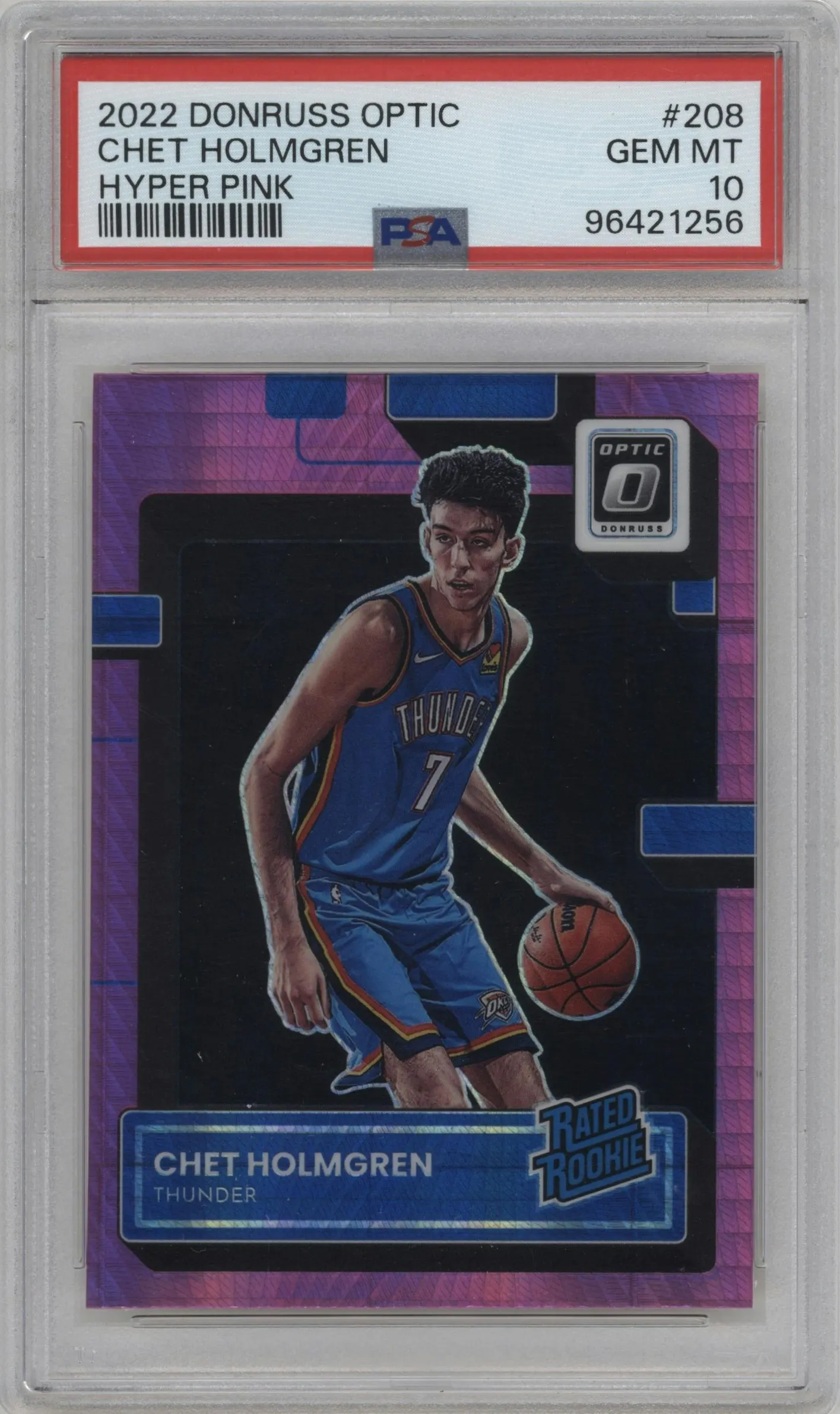 2022 Panini Donruss Optic Rated Rookie Chet Holmgren Hyper Pink #208 PSA 10