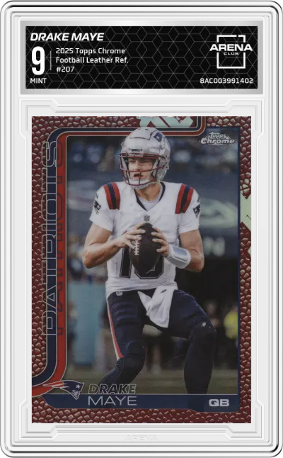2025 Topps Chrome Drake Maye Football Leather Refractor ARENA CLUB 9