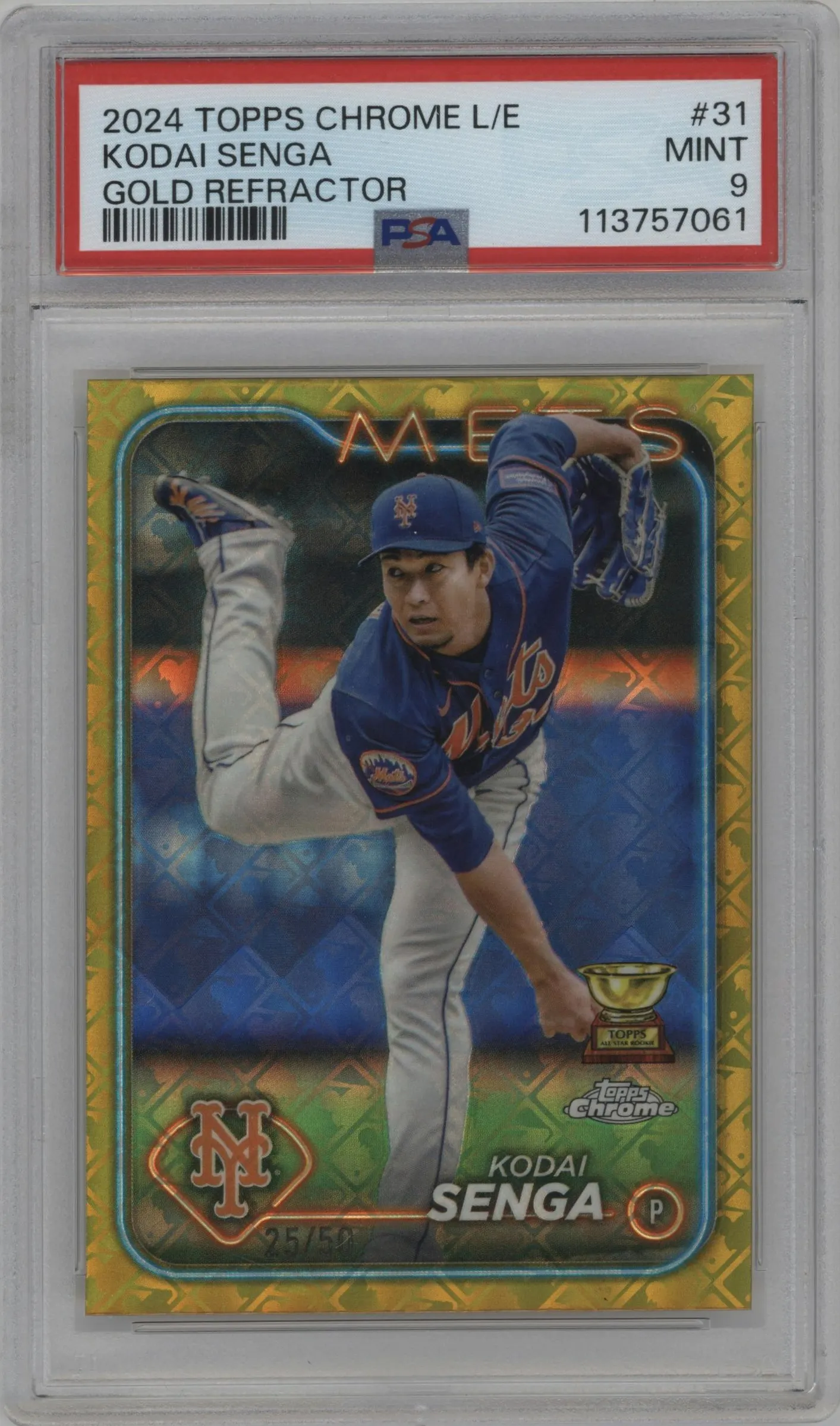 2024 Topps Chrome Logofractor Kodai Senga Gold MLB Refractor #31 PSA 9