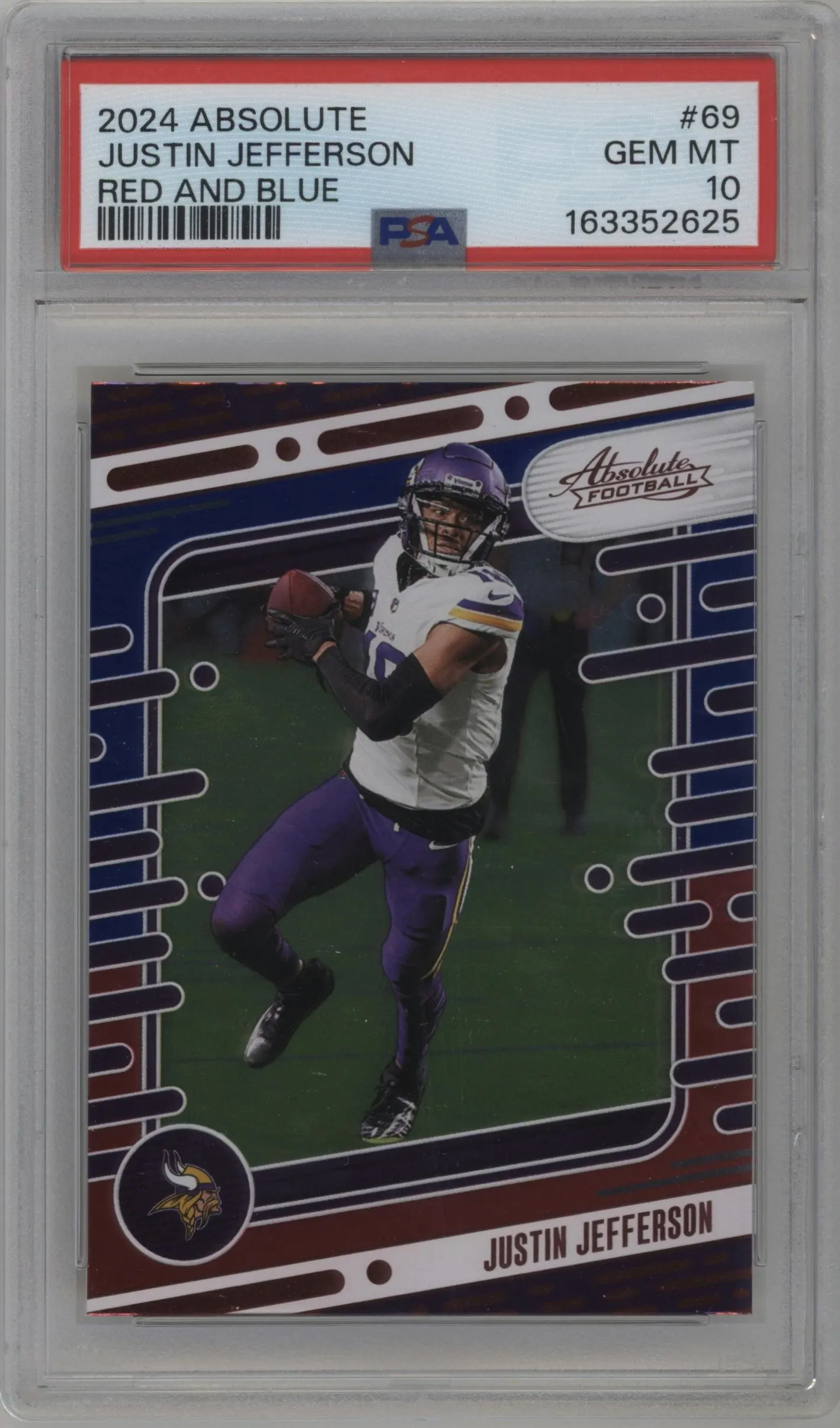 2024 Panini Absolute Justin Jefferson Red & Blue #69 PSA 10