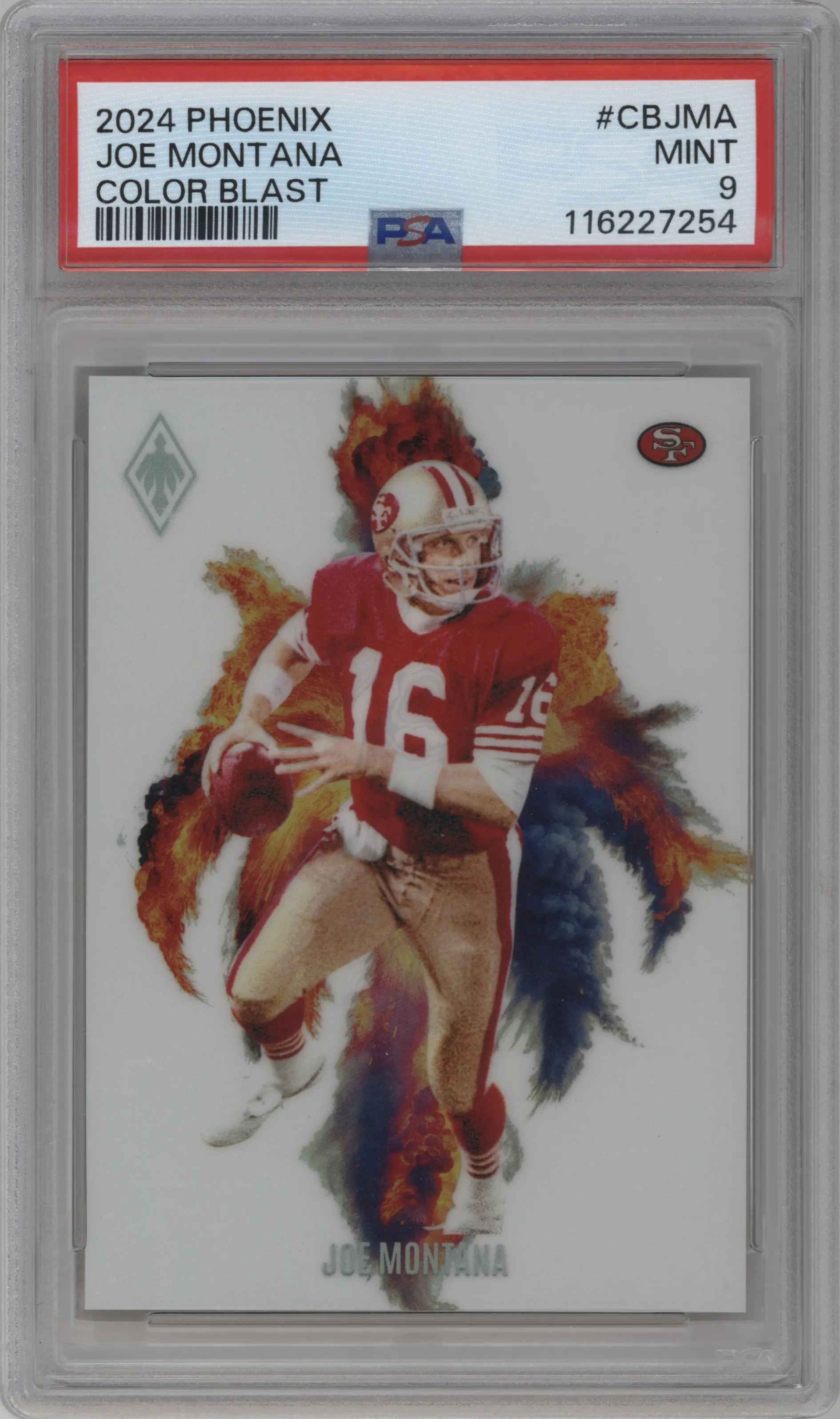 2024 Panini Phoenix Color Blast Joe Montana #CB-JMA PSA 9