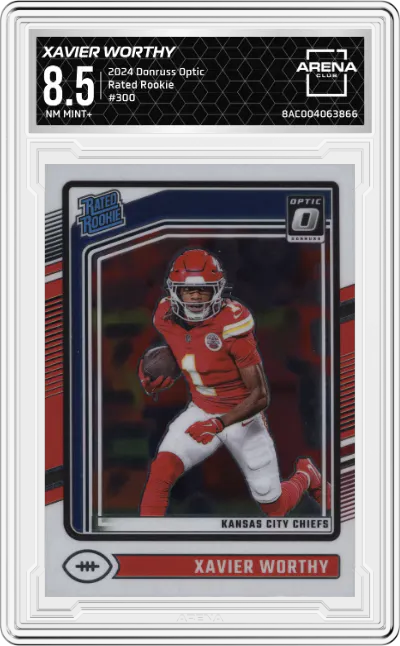 2024 Donruss Optic Rated Rookie Xavier Worthy #300 ARENA CLUB 8.5